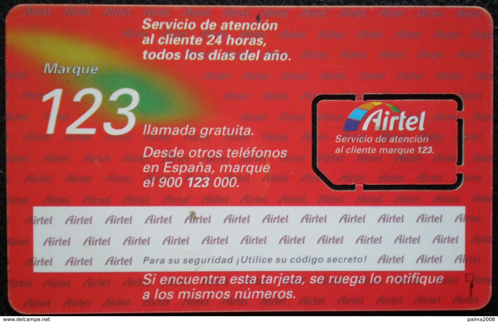 TARJETA AIRTEL - GSM - NUEVA - LA DE LA FOTO - 2 FOTOS - A736 - Airtel