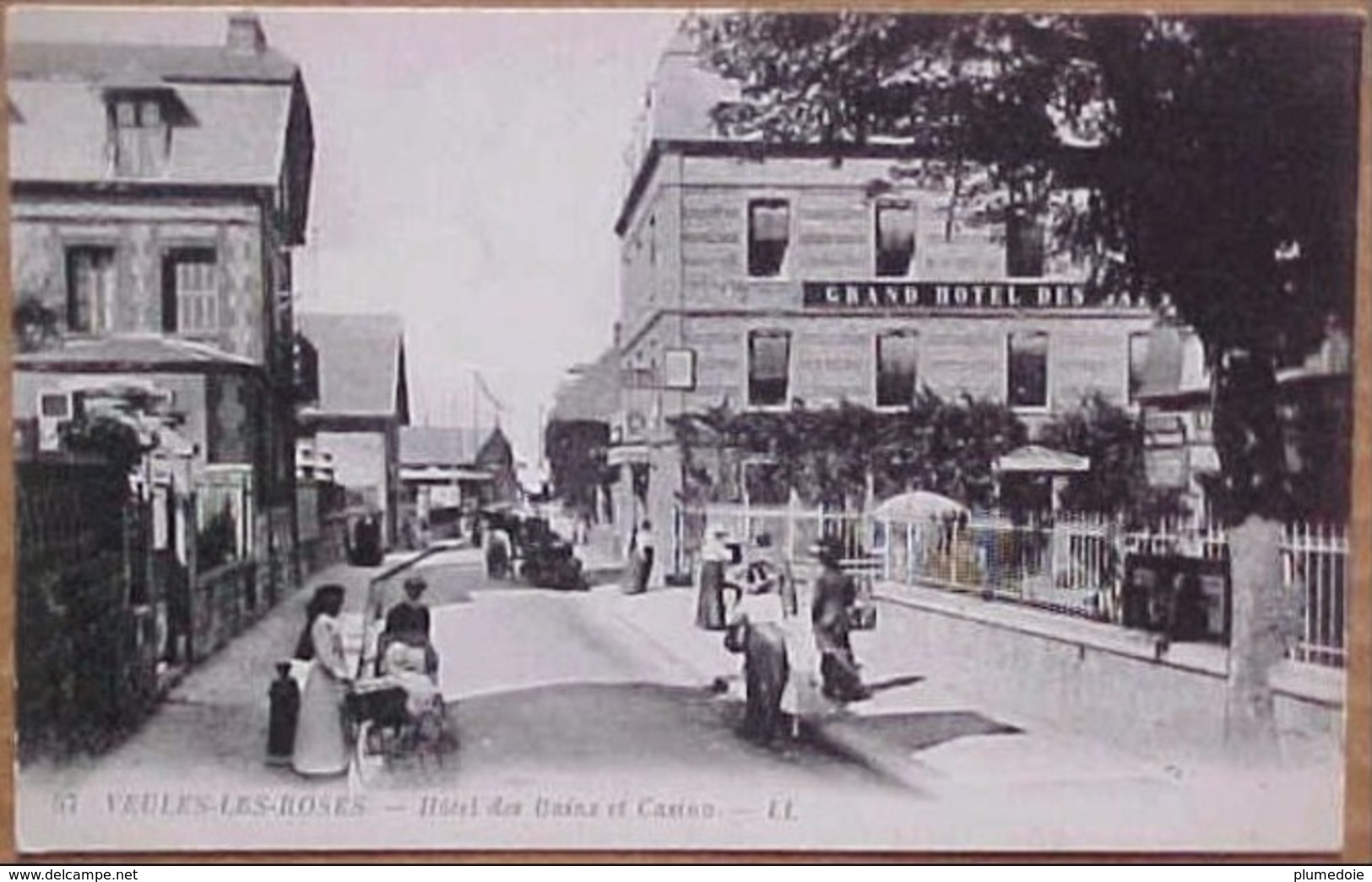 RARE Cpa 76 VEULES Les ROSES Animée GRAND HOTEL DES BAINS Et CASINO , SEINE MARITIME - Veules Les Roses