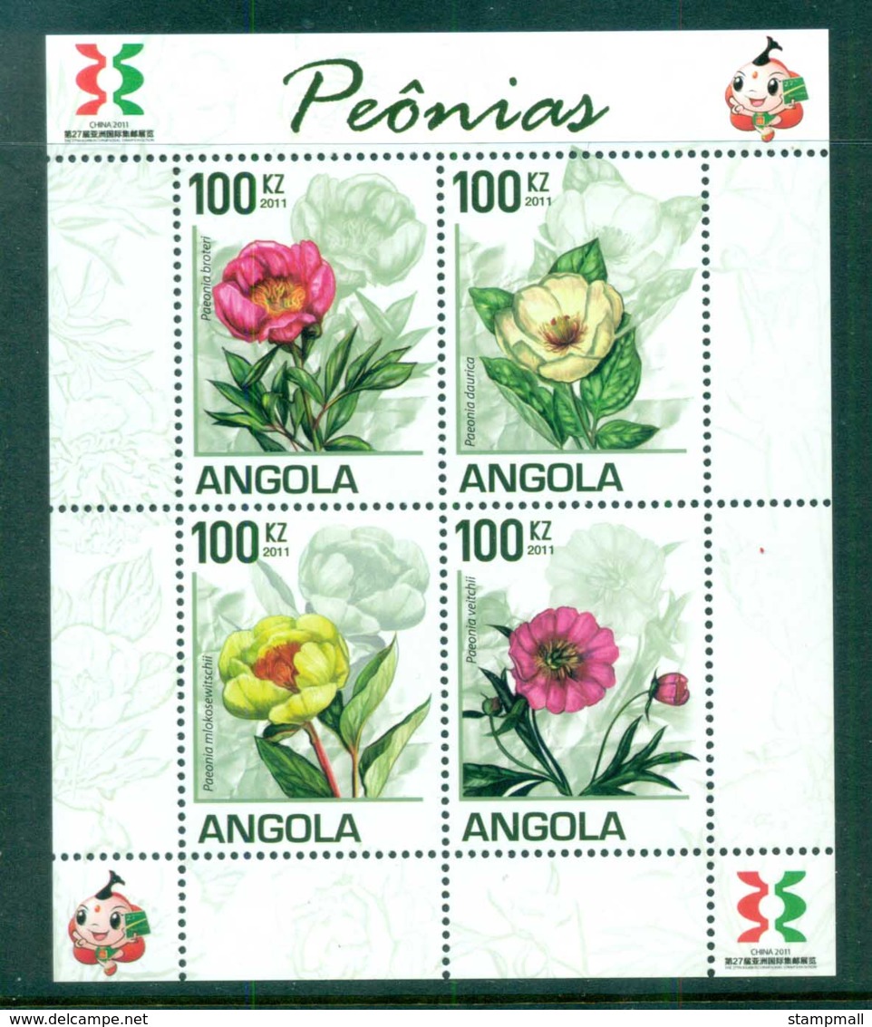 Angola 2011 Flora, Flower, Plant,Peonies MS MUH AN002 - Angola