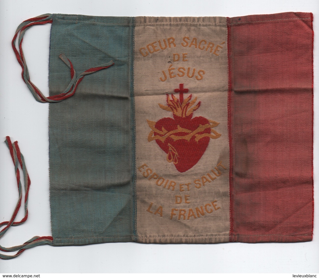 Militaria/Fanion Ancien/ Coeur Sacré De Jésus. Espoir Et Salut De La France/ Dans Son Jus/ 1914-1918      DFA22 - 1914-18