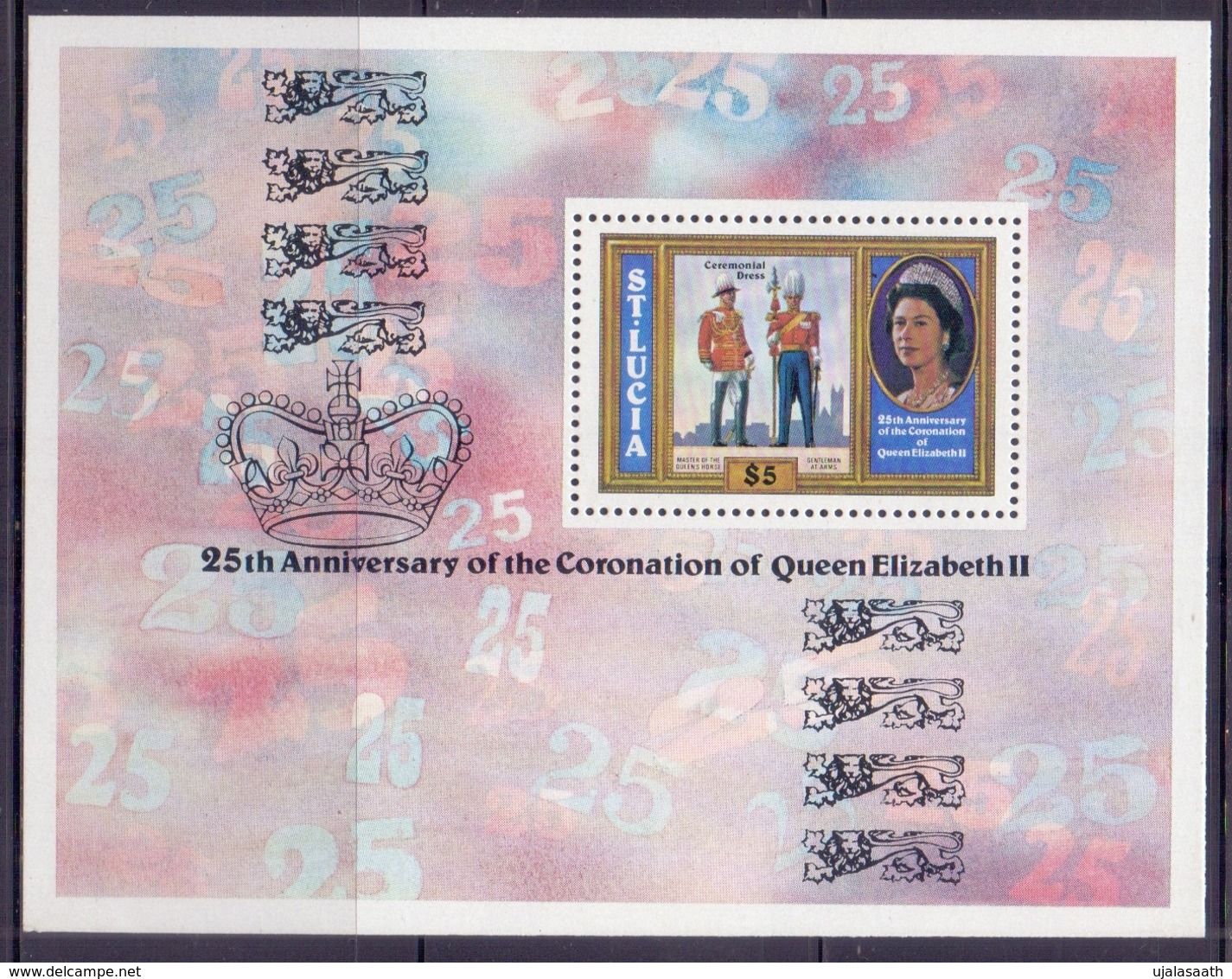 St. Lucia-25th Anniversary Of Coronation Of Elizabeth II-SS With 4 Stamps-High Cat. Value-MNH - Andere-Oceanië