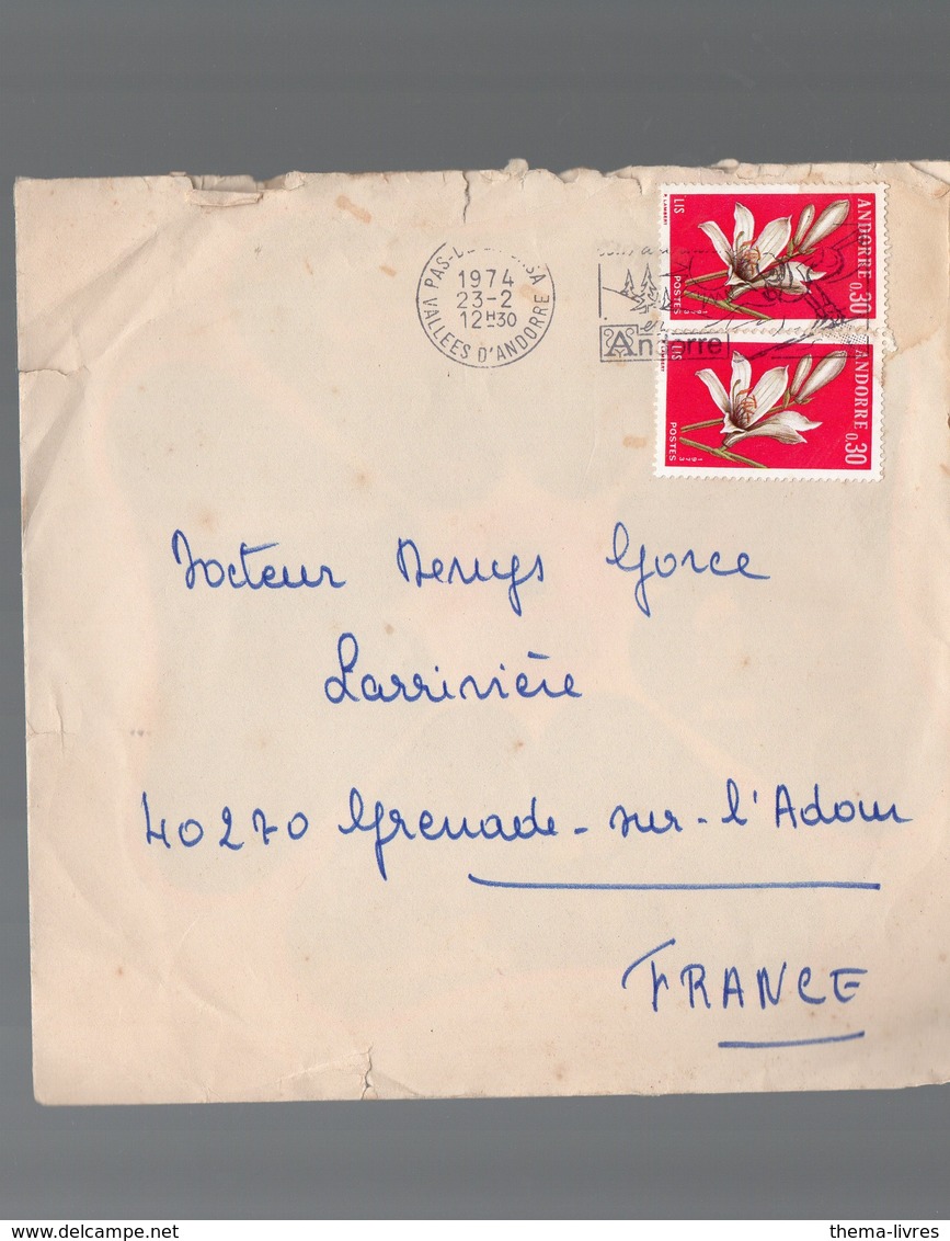 Andorre Lettre De 1974 Avec 2 Timbres à 0.30  (PPP9156) - Maschinenstempel (EMA)