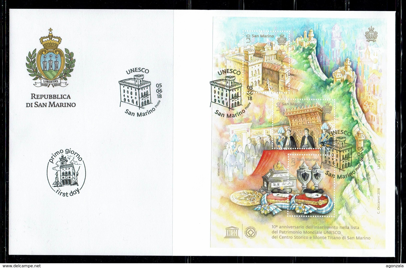 FDC SAN MARINO CENTRE HISTORIQUE ET MONTE TITANO - UNESCO - Modernos