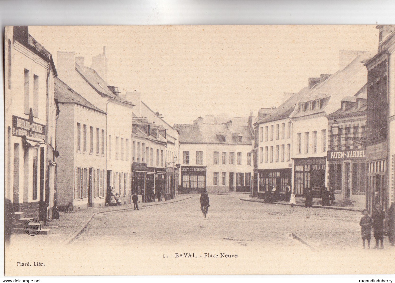 CPA - 59 - BAVAY (Nord) - PLACE NEUVE Commerces Divers Débit De Boissons, Maisons GOMEZ, DUFOUR, PAYEN-XARDEL - 1900 En - Bavay