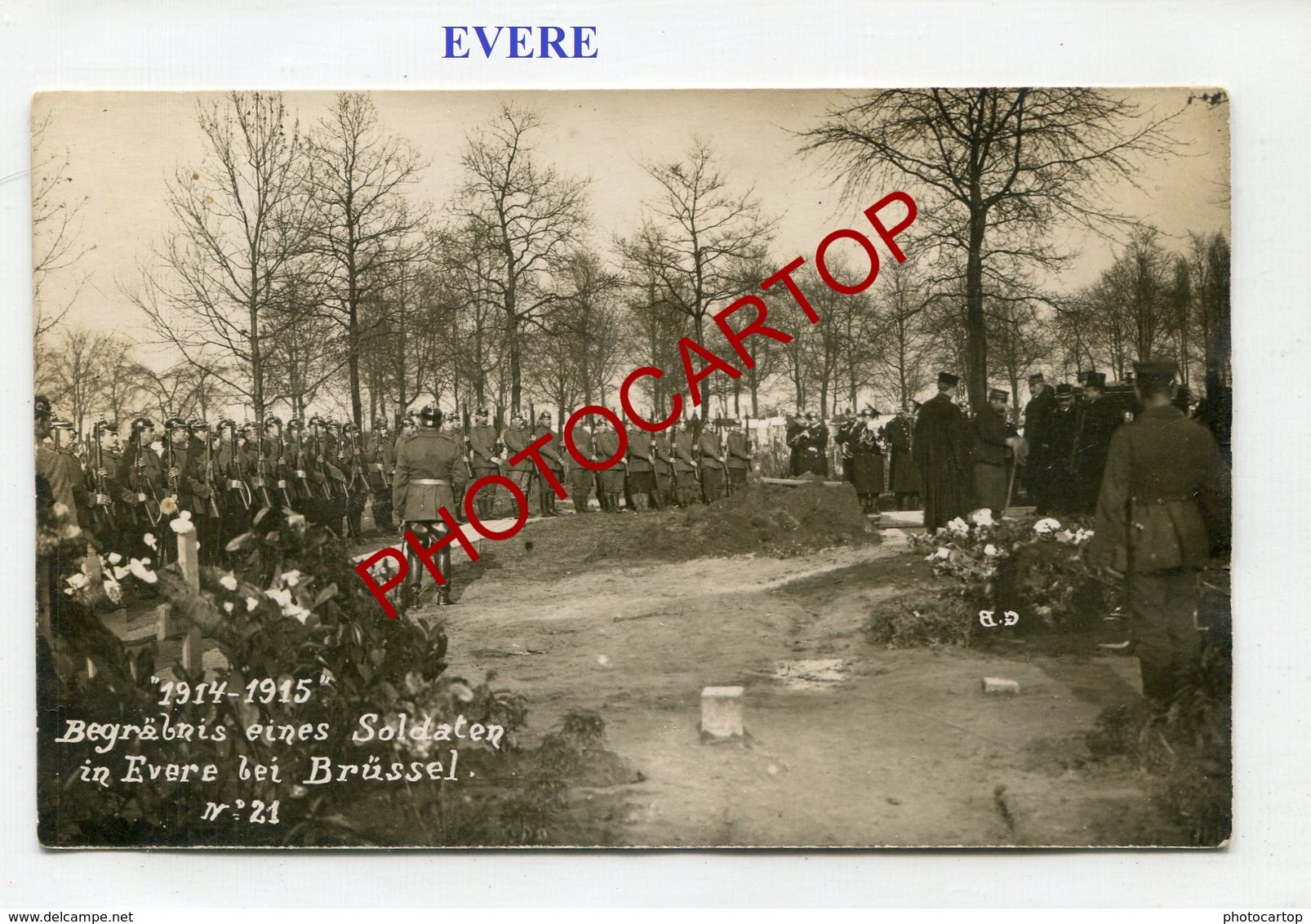 EVERE-Enterrement-Cimetiere-CARTE PHOTO Allemande-Guerre 14-18-1WK-BELGIEN-Flandern- - Evere