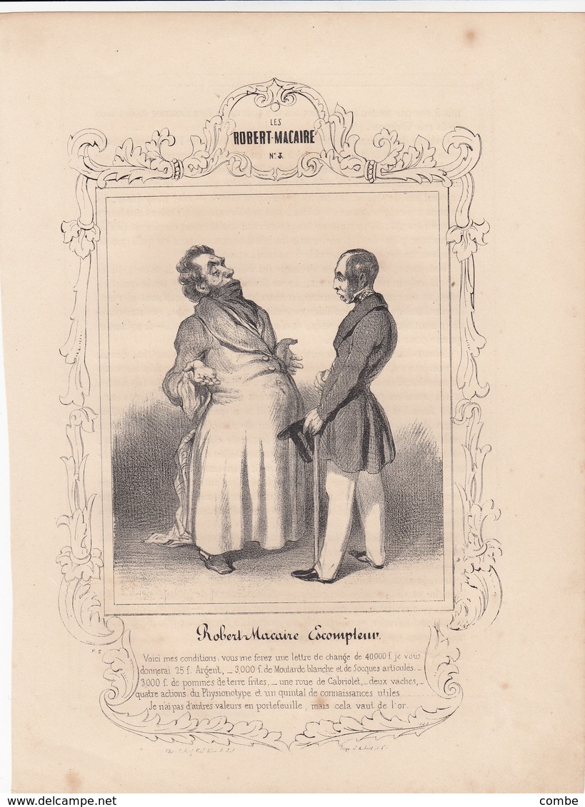 DAUMIER.  LES ROBERT-MACAIRE N° 3. ESCOMPTEUR.  268 X 197   / 6000 - Stiche & Gravuren