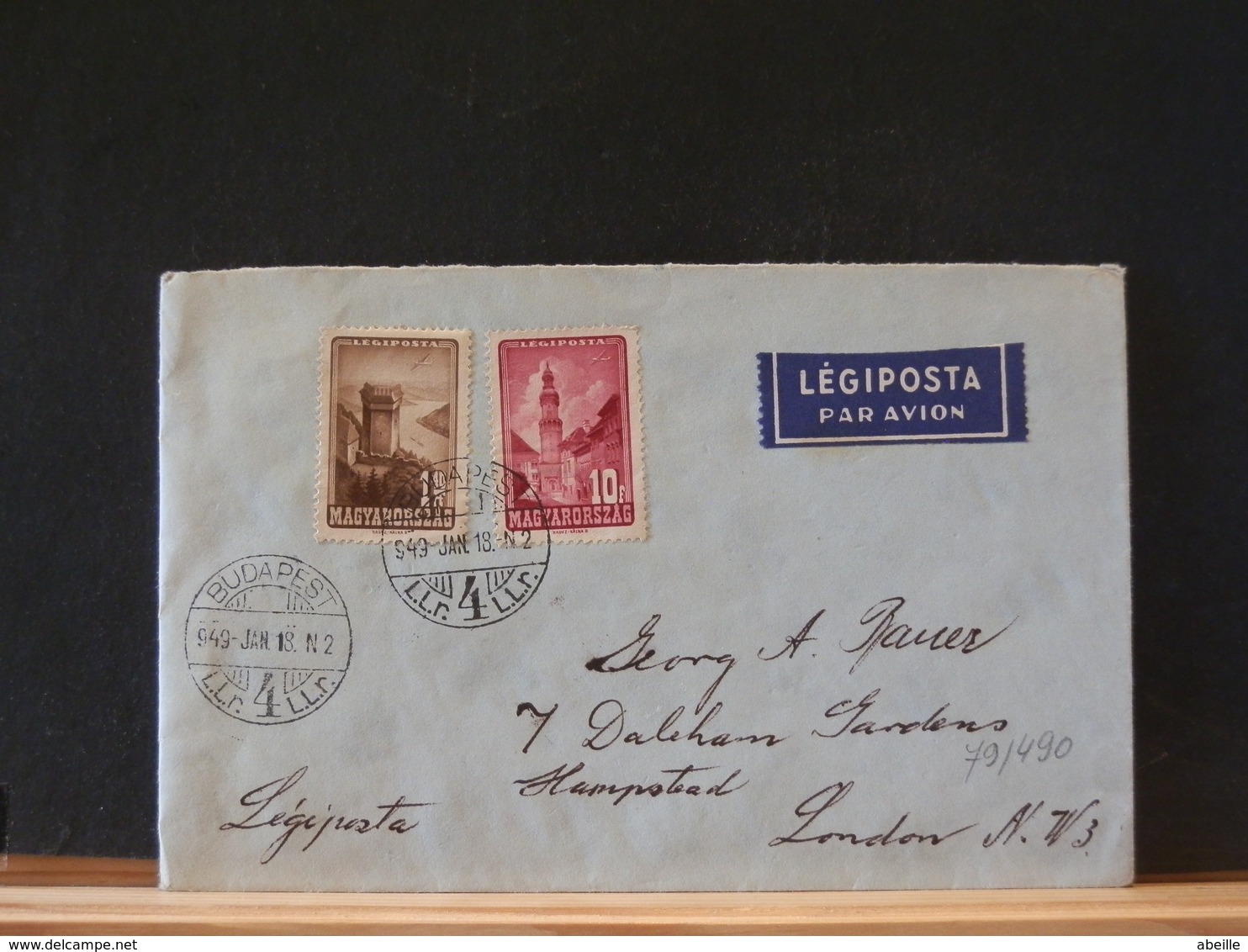 79/490   LETTRE   HONGRIE 1949 - Briefe U. Dokumente