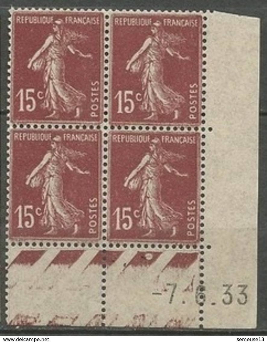 Semeuse 15 C. Brun En Bloc De 4 Coin Daté - 1906-38 Säerin, Untergrund Glatt