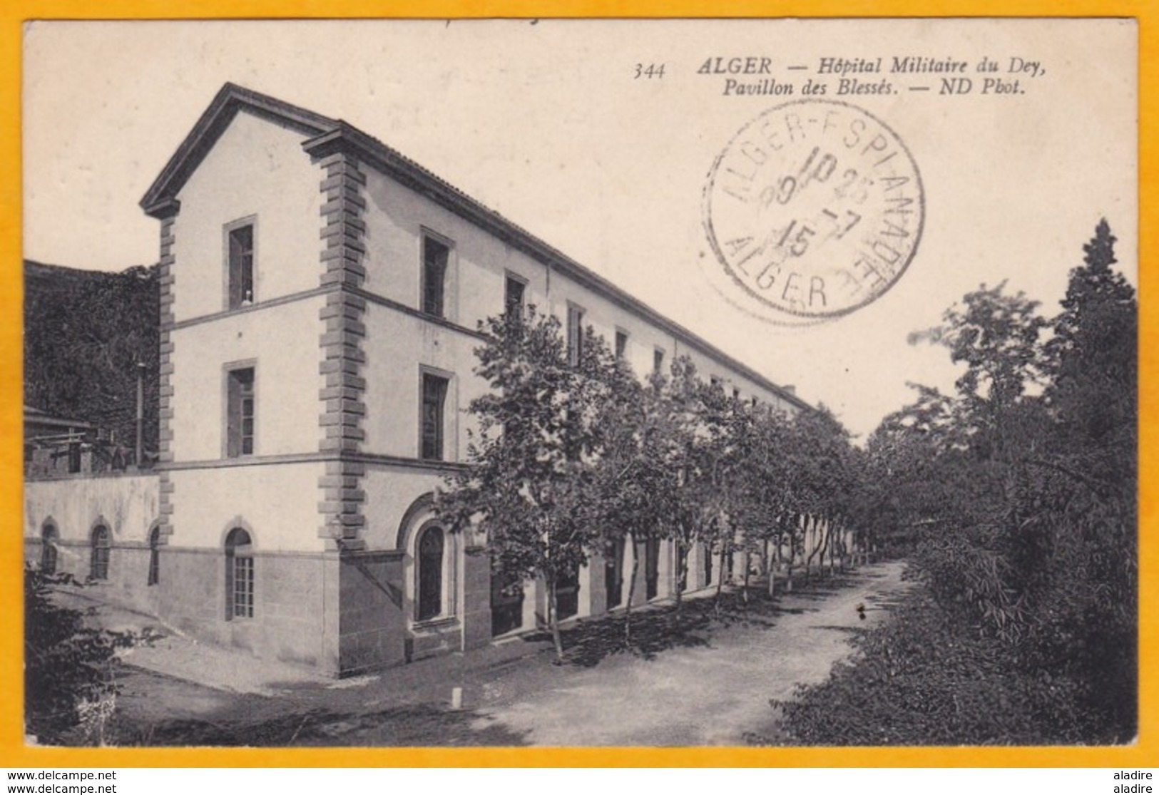 1915 -  N° 147 Surchargé Seul Sur CP D' Alger-Esplanade Vers Paris - Vue Hôpital Militaire Du Dey - ND Phot - Rode Kruis