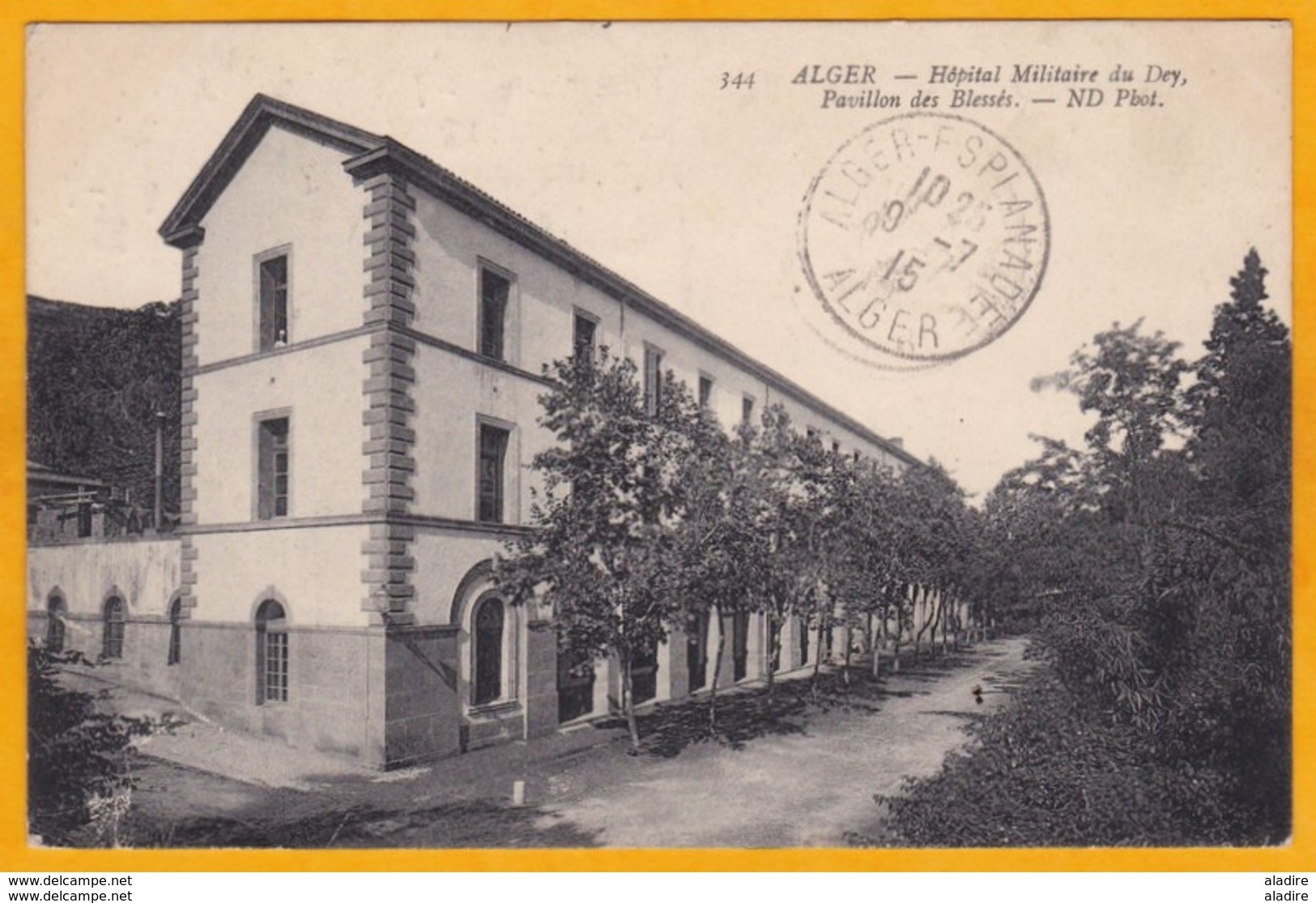 1915 -  N° 147 Surchargé Seul Sur CP D' Alger-Esplanade Vers Paris - Vue Hôpital Militaire Du Dey - ND Phot - Croix Rouge