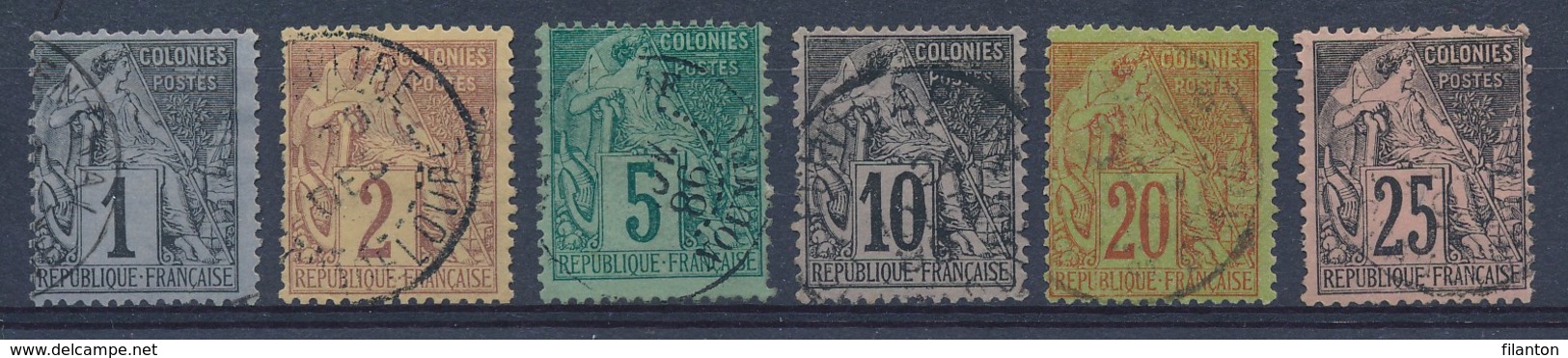 FRANCE - Colonies - Yv. Nr 46/47 + 49/50 + 52 +54 - Gest./obl. - Cote 41,00 € - Alphee Dubois