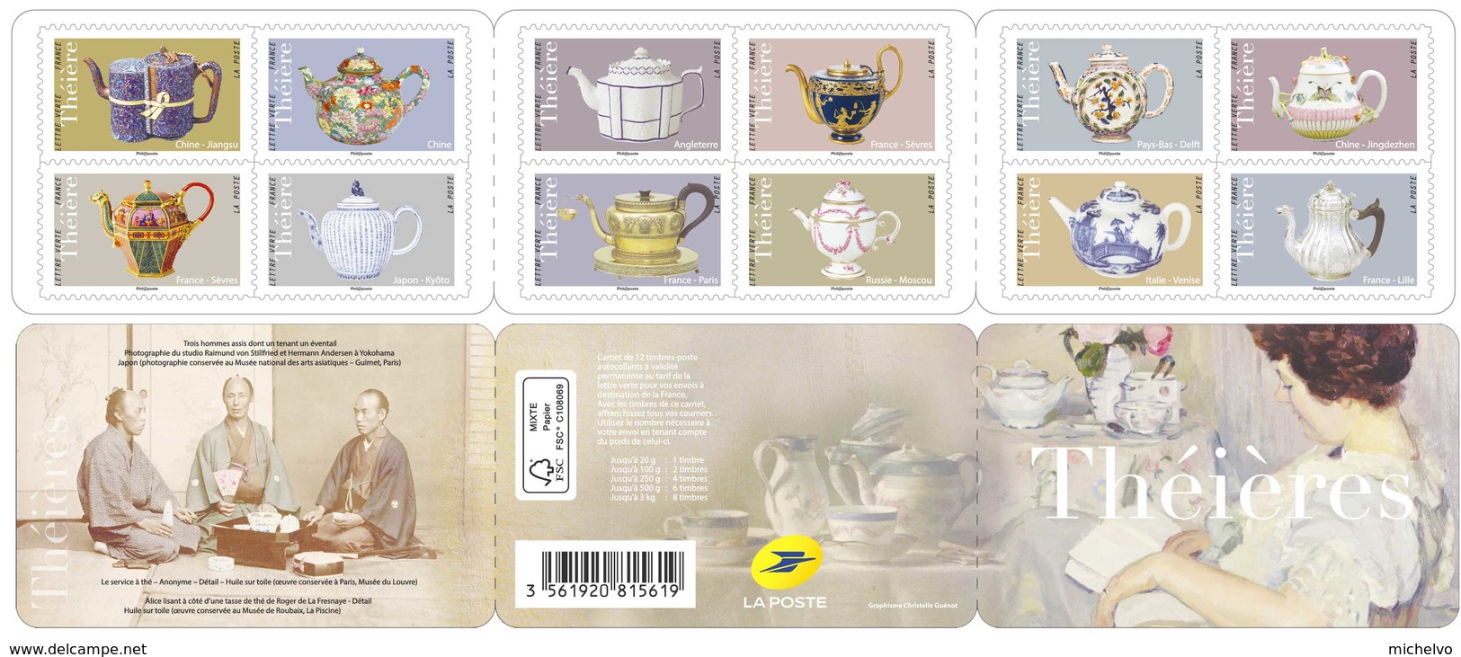 France 2018 - Yv N° BC1617 ** - Carnet "Les Théières" (timbres Adhésifs 1617 à 1628) - Unused Stamps