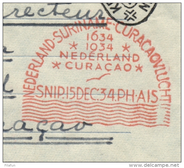 Nederlands Indië - 1934 - Snip Kerstvlucht Van Medan Naar Willemstad / Curacao - Indes Néerlandaises