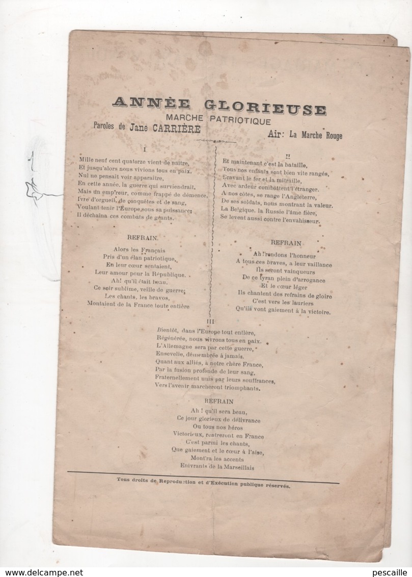 ANNEE GLORIEUSE MARCHE PATRIOTIQUE EN HOMMAGE AU SYMPATHIQUE COMPOSITEUR ESPAGNOL L. GORDOVIL ENGAGE VOLONTAIRE DANS ... - Scores & Partitions