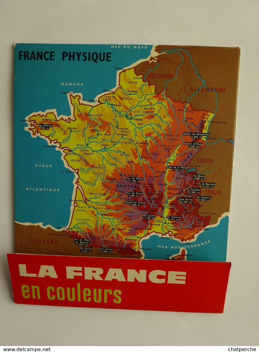 CARTES GÉOGRAPHIE  LA FRANCE EN COULEURS CREATION IMPRIMERIE CHAIX FRANCE PHYSIQUE AGRICOLE INDUSTRIELLE VOIES COMMUNICA - Landkarten