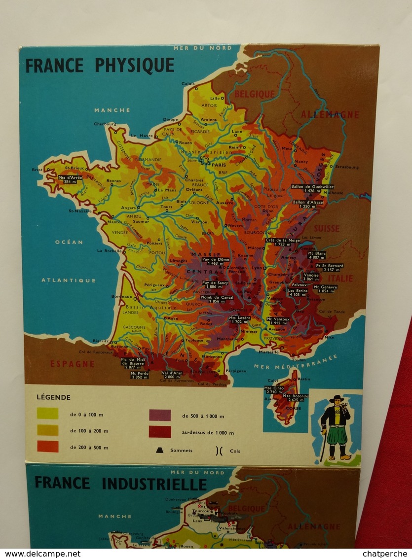 CARTES GÉOGRAPHIE  LA FRANCE EN COULEURS CREATION IMPRIMERIE CHAIX FRANCE PHYSIQUE AGRICOLE INDUSTRIELLE VOIES COMMUNICA - Geographical Maps