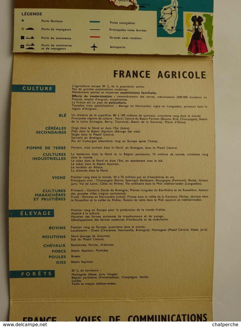 CARTES GÉOGRAPHIE  LA FRANCE EN COULEURS CREATION IMPRIMERIE CHAIX FRANCE PHYSIQUE AGRICOLE INDUSTRIELLE VOIES COMMUNICA - Landkarten