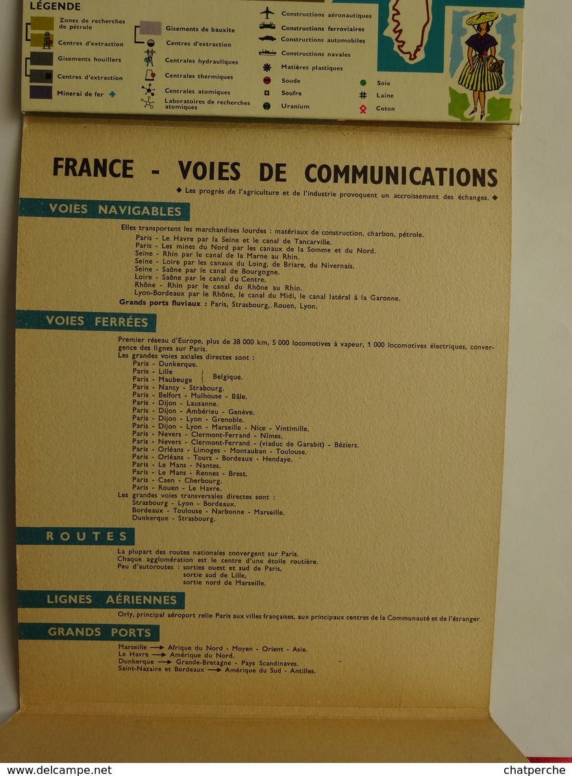 CARTES GÉOGRAPHIE  LA FRANCE EN COULEURS CREATION IMPRIMERIE CHAIX FRANCE PHYSIQUE AGRICOLE INDUSTRIELLE VOIES COMMUNICA