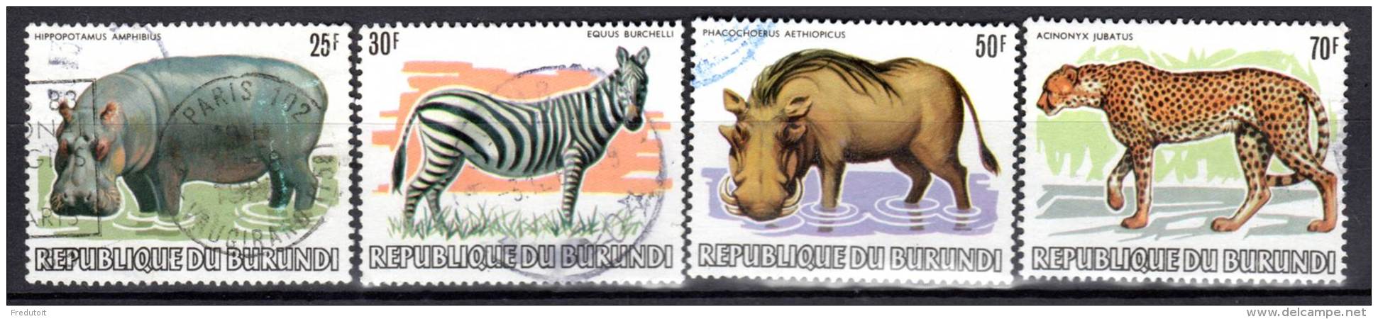 BURUNDI - 1982 - ANIMAUX SAUVAGES  (oblitérés) 4 Timbres - Used Stamps