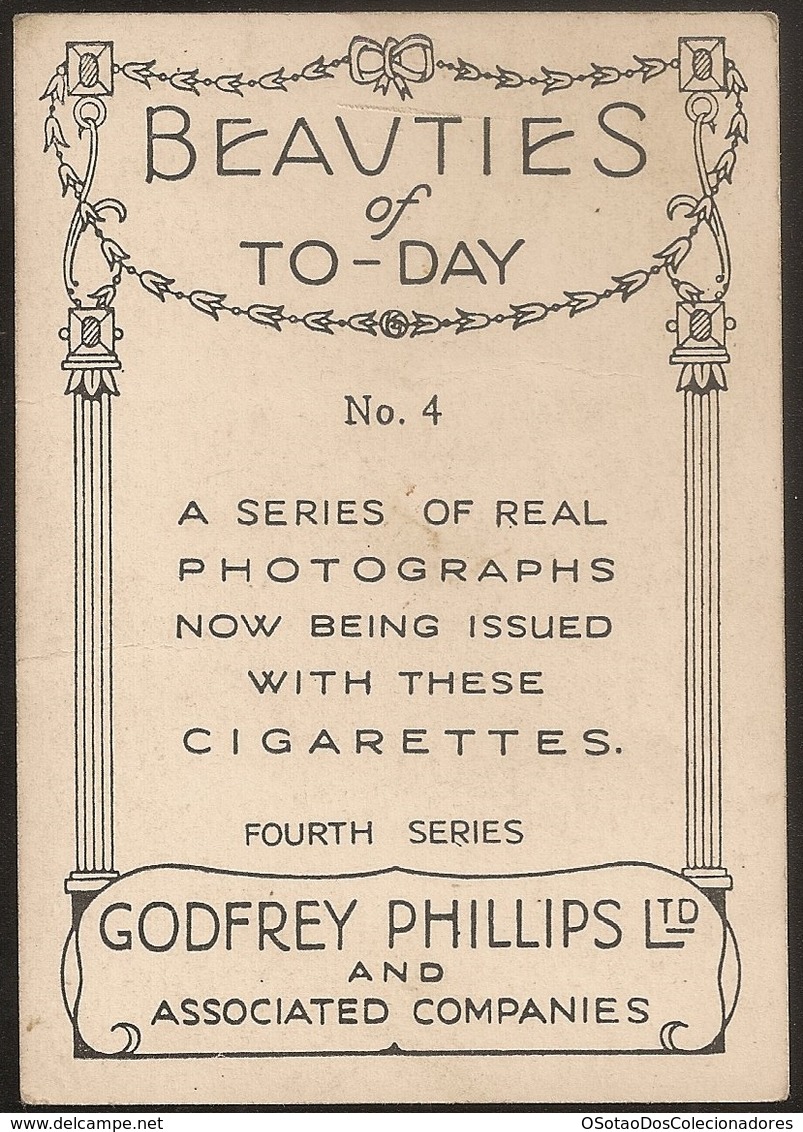 Cigarrete Card Vintage - Godfrey Phillips - Beauties Of To-Day - Grace Stewart Nº4 - Real Photo - Phillips / BDV