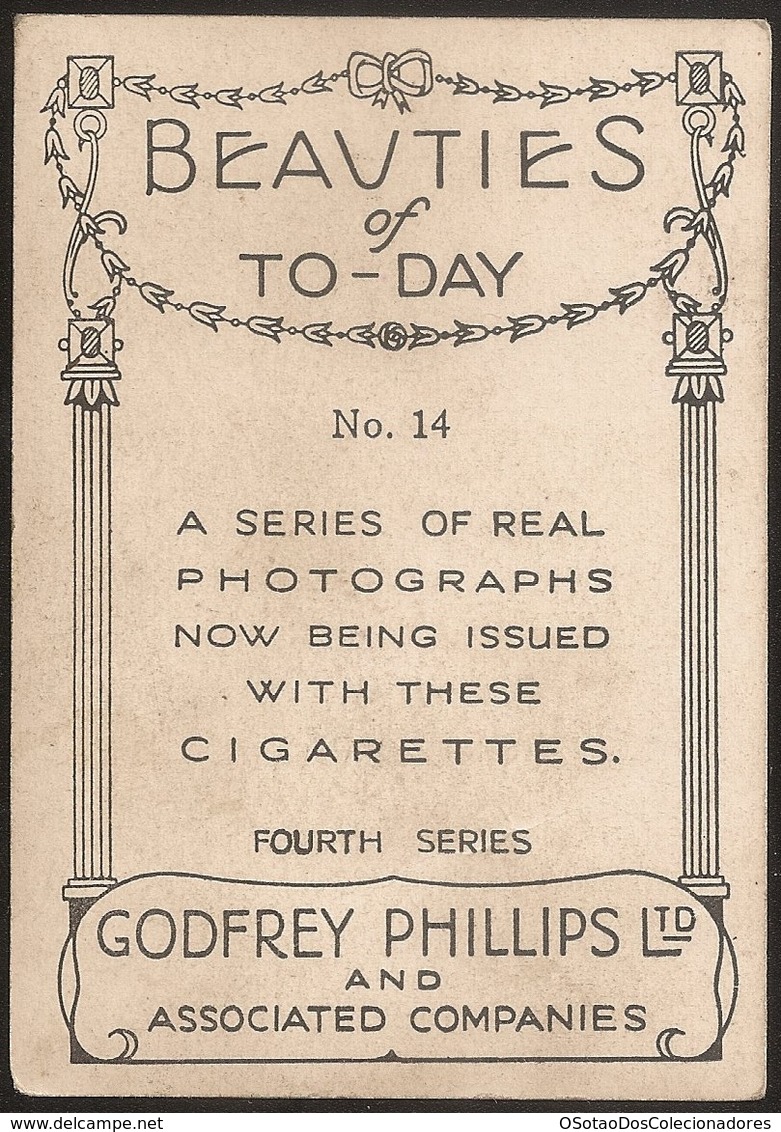 Cigarrete Card Vintage - Godfrey Phillips - Beauties Of To-Day - Virginia Field Nº14 - Real Photo - Phillips / BDV