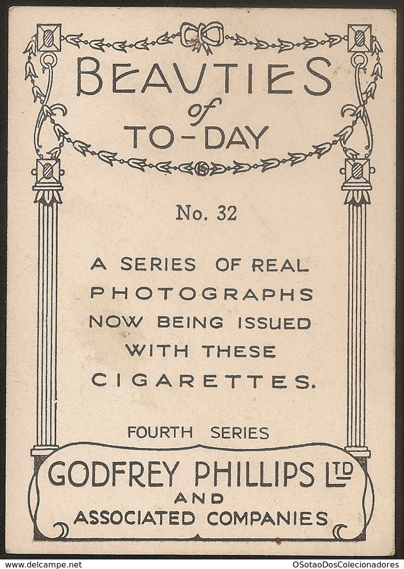 Cigarrete Card Vintage - Godfrey Phillips - Beauties Of To-Day - Pat Paterson Nº32 - Real Photo - Phillips / BDV