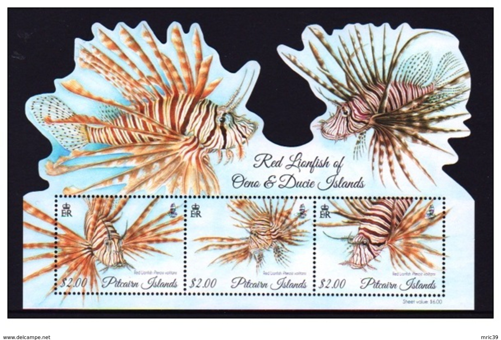 Bloc  Sheet  Poissons  Lion  Lionfish Minisheet  Neuf  MNH  Pitcairn  Island 2015 - Pitcairn