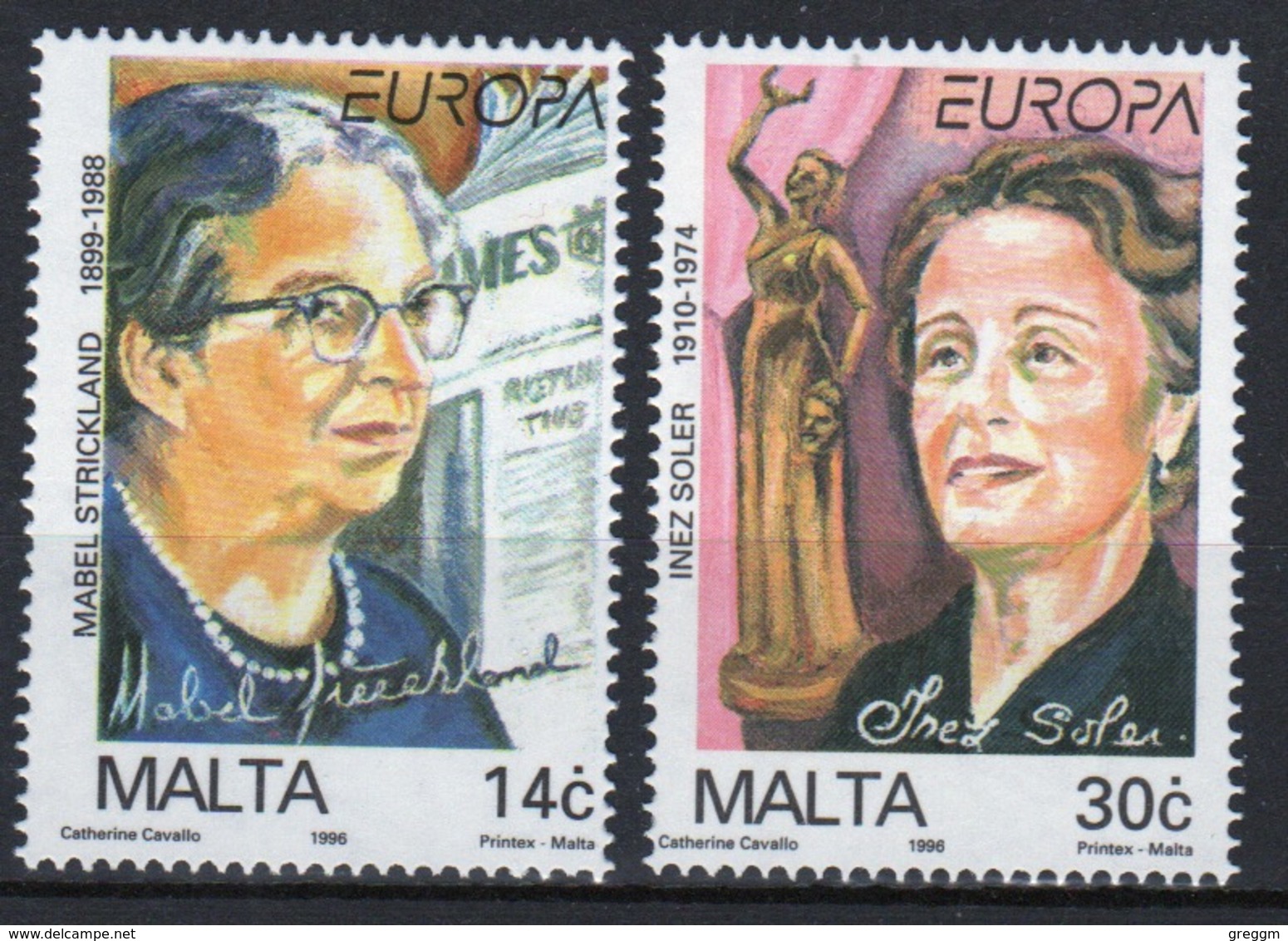 Malta 1996 Set Of Stamps To Celebrate Famous Women. - Malta