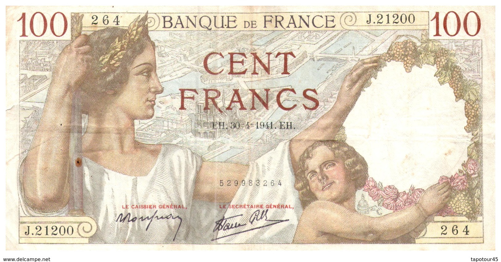 Billets >  France > 100 Francs 1941 - 100 F 1939-1942 ''Sully''