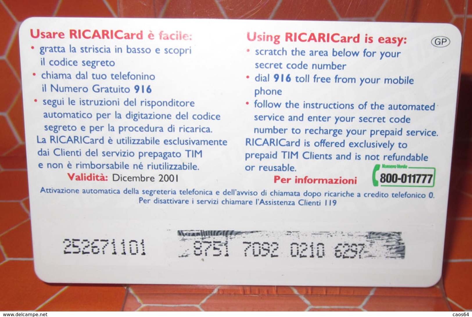 TIM £ 50.000 TIM PER IL GIUBILEO   2001 RICARICA SCHEDA TELEFONICA GSM USED - Schede GSM, Prepagate & Ricariche