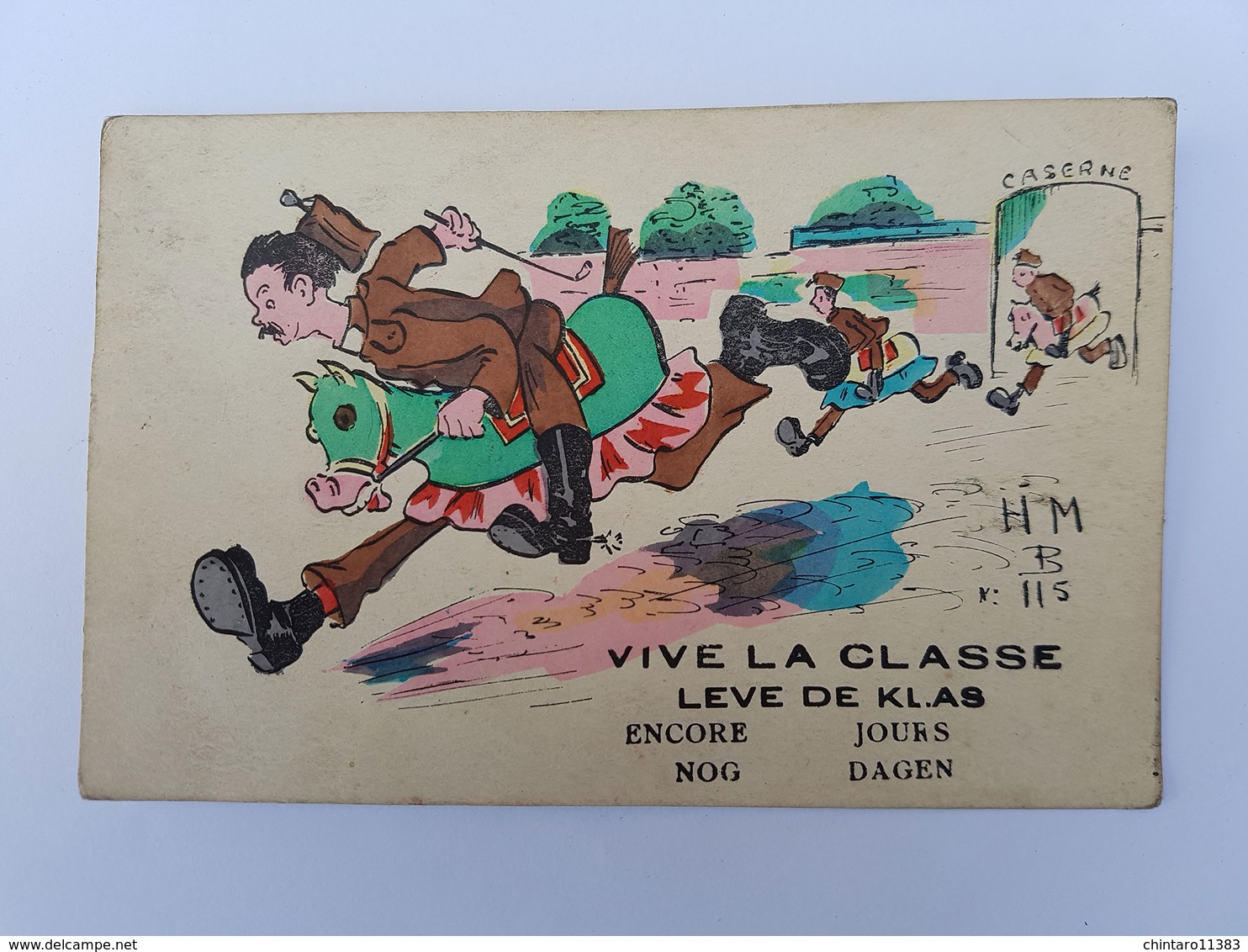 CP Humoristique Soldat Caserne "Vive La Classe / Leve De Klas" - Signé HMB N°115 - Humoristiques