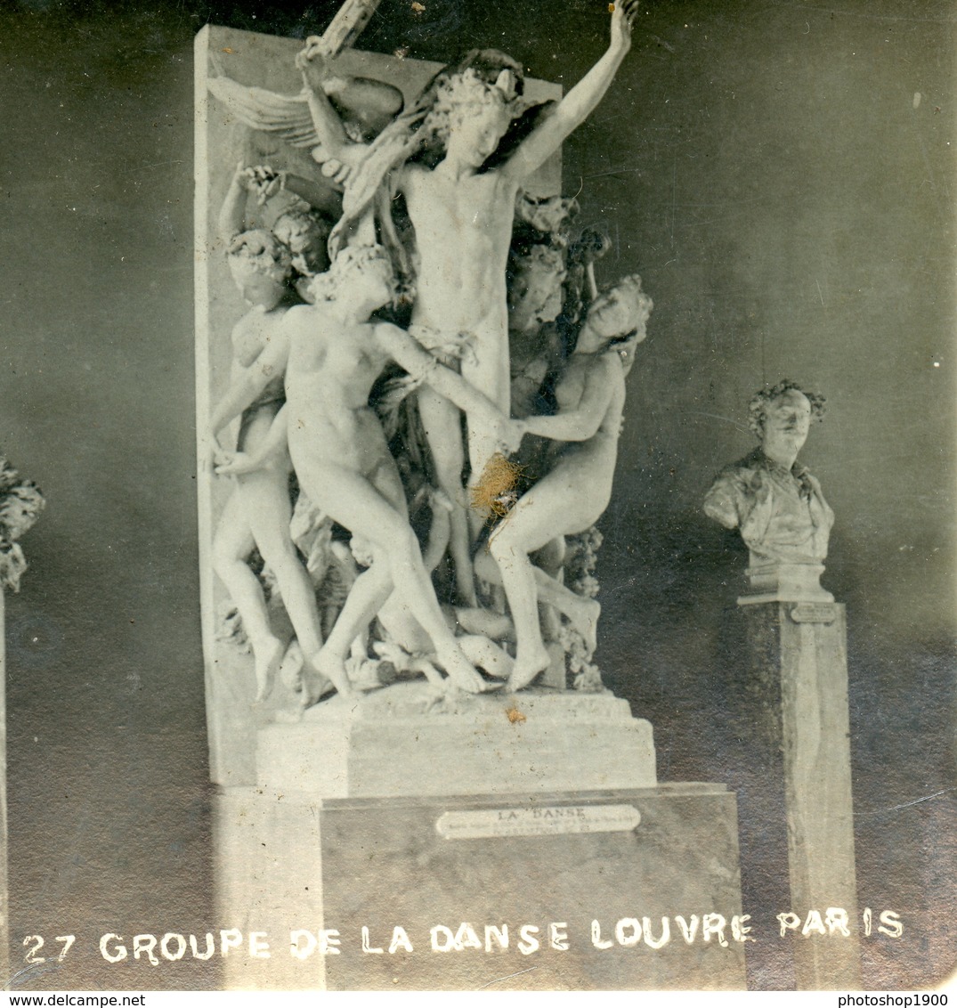 COLLECTION KINÉ-STÉRÉO """Paris """  GROUPE DE LA DANSE . LOUVRE . Sculpture . NU . NUDE - Photos Stéréoscopiques