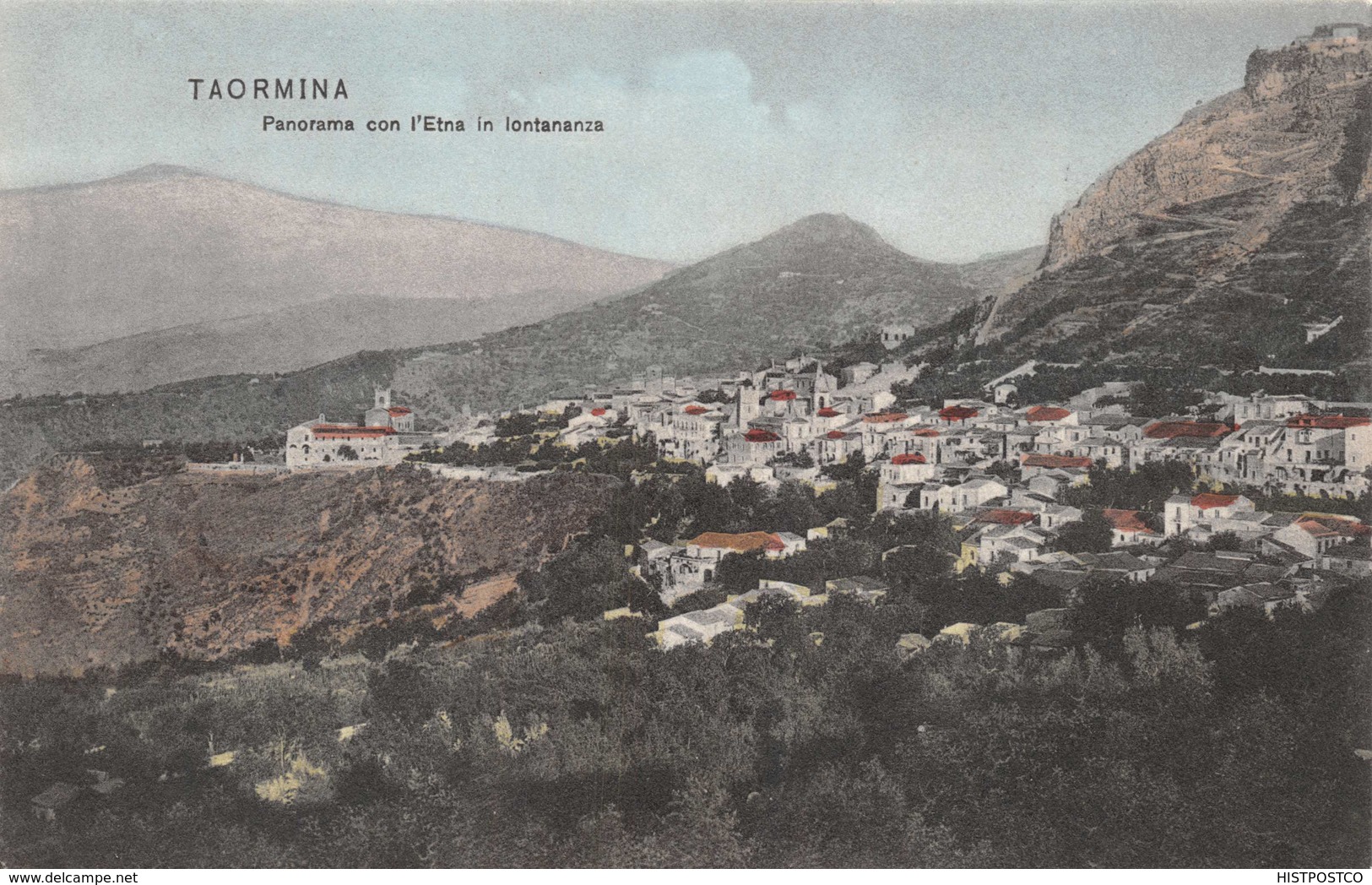 TAORMINA SICILY ITALY~PANORAMA Con L'ETNA In LONTANANZA 1906 PUBLISHED PHOTO POSTCARD 33879 - Altri & Non Classificati