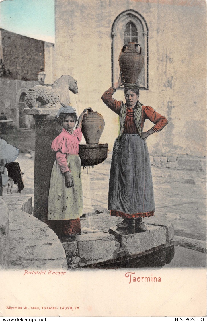 TAORMINA SICILY ITALY~PORTATRICI D'ACQUA~RÖMMLER & JONAS PUBLISHED PHOTO POSTCARD 33881 - Autres & Non Classés