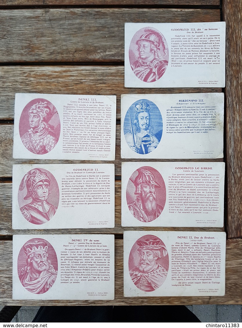 7 CP's Amidon Rémy Ducs/Comtes Et Empereurs "Henri II, III & IV, Godefroid II, III & Le Barbu, Ferdinand III" - History