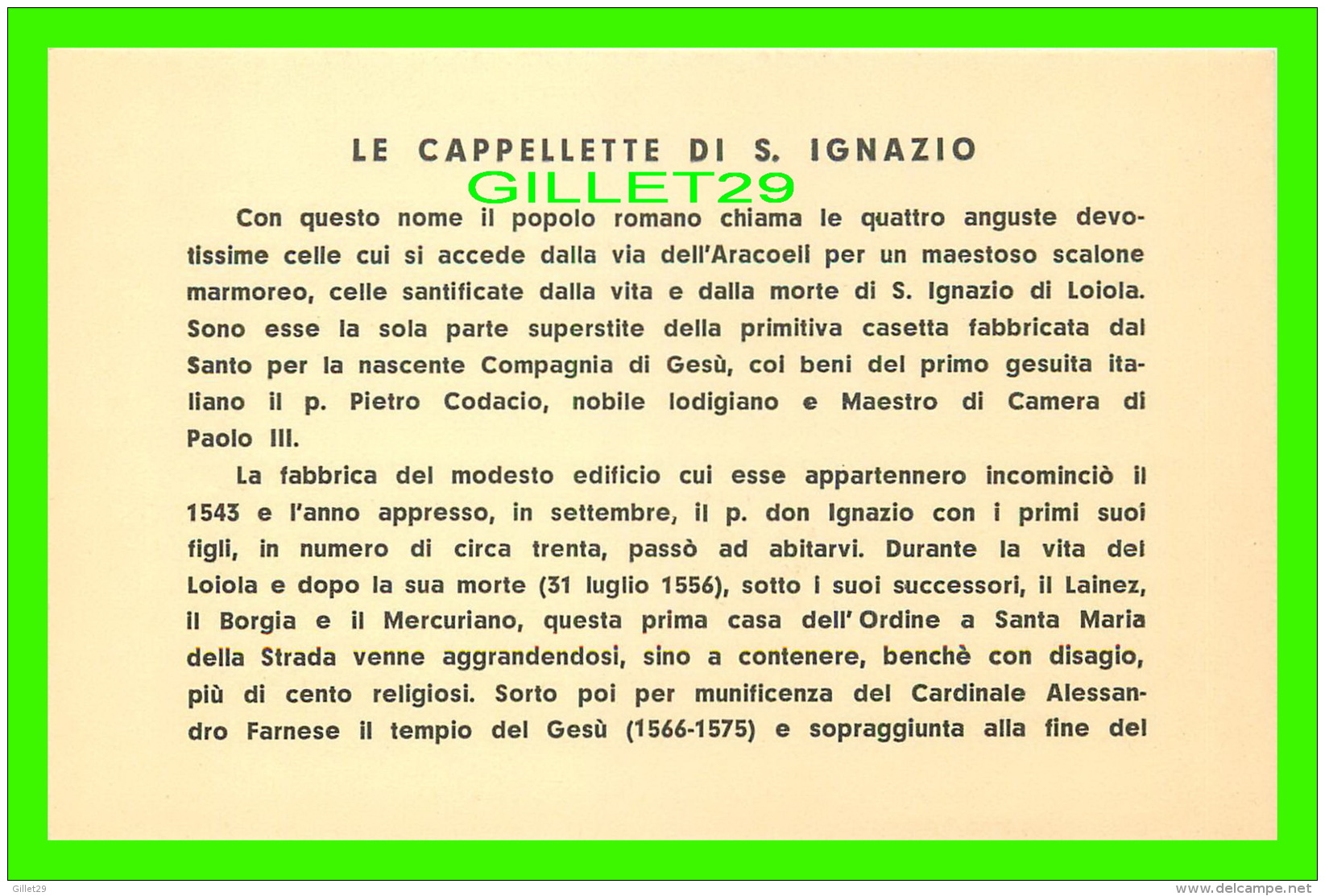 RELIGIONS - LE CAPPELLETTE DI S. IGNAZIO - E. CALZONE - - Saints