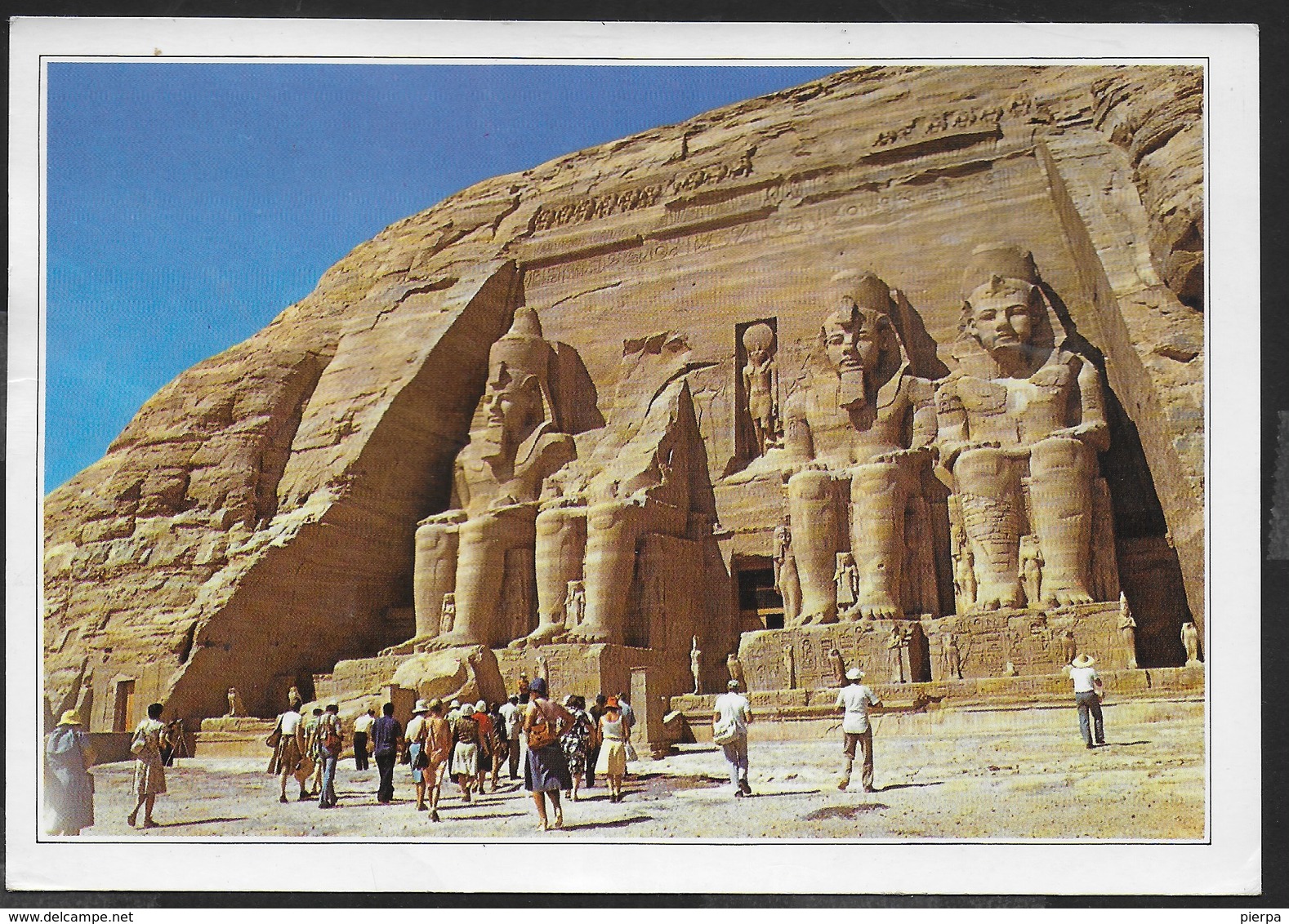 EGITTO - ABU SIMBEL - FORMATO GRANDE 17X12 - VIAGGIATA FRANCOBOLLO ASPORTATO - Abu Simbel Temples