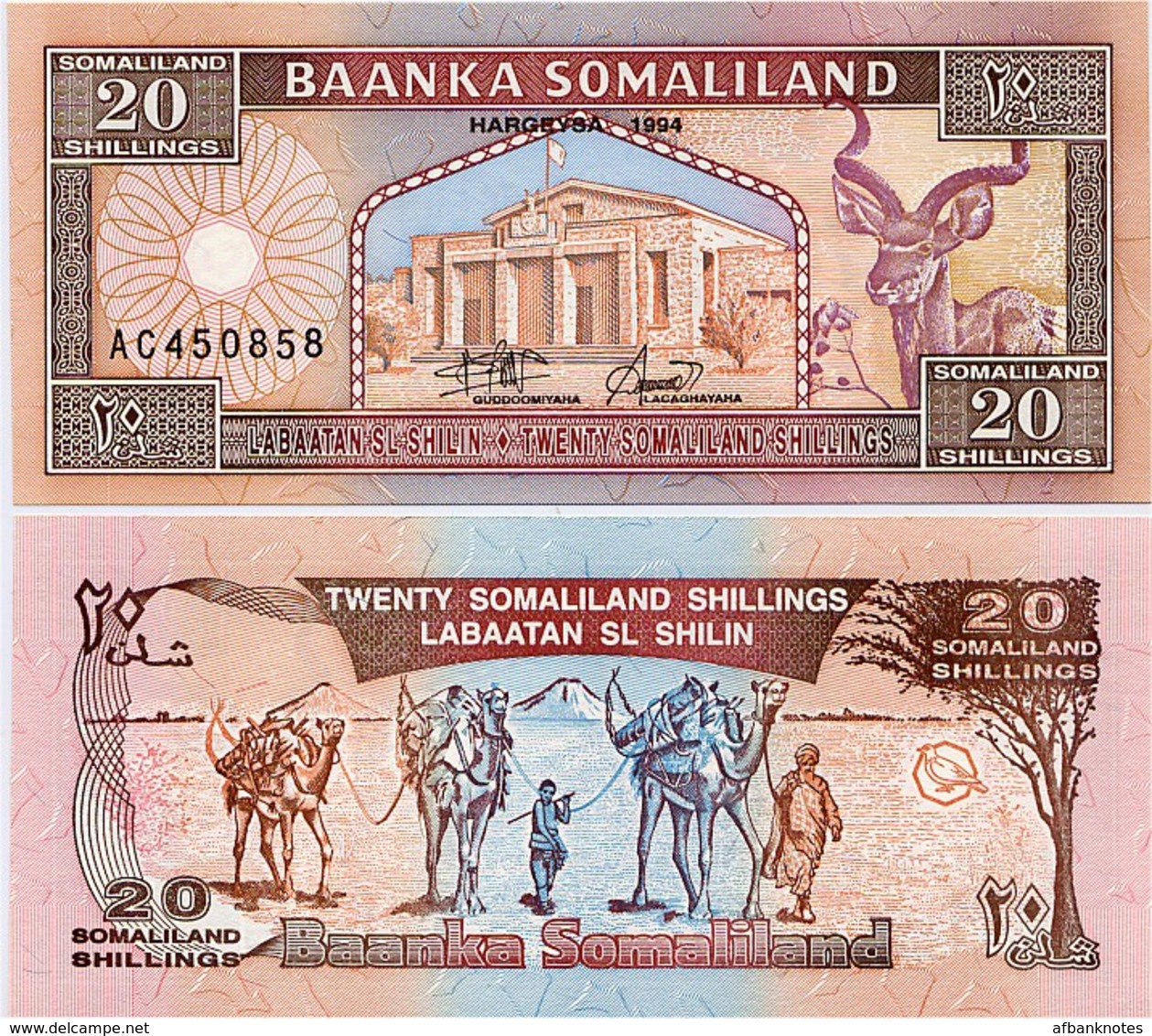 SOMALILAND       20 Shillings       P-3a       1994       UNC - Somalie