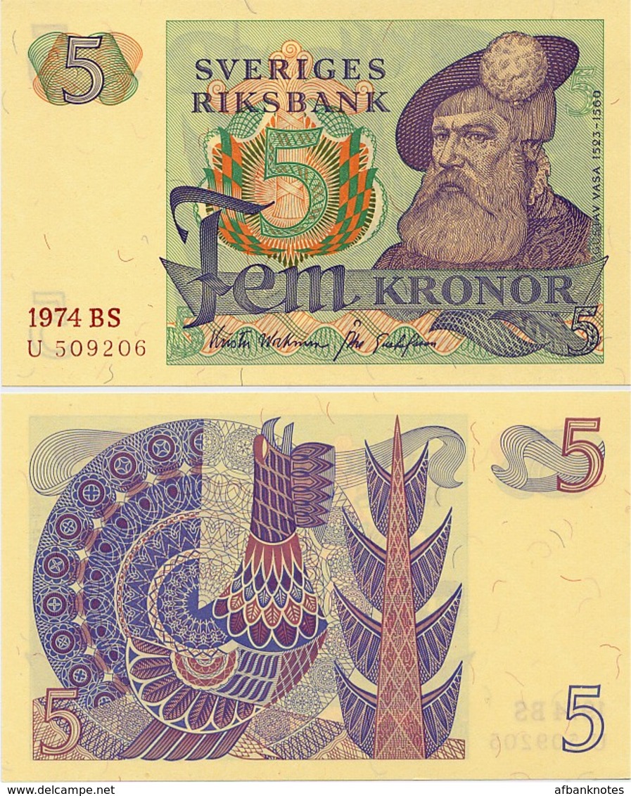 SWEDEN       5 Kronor       P-51c       1974       UNC - Suède