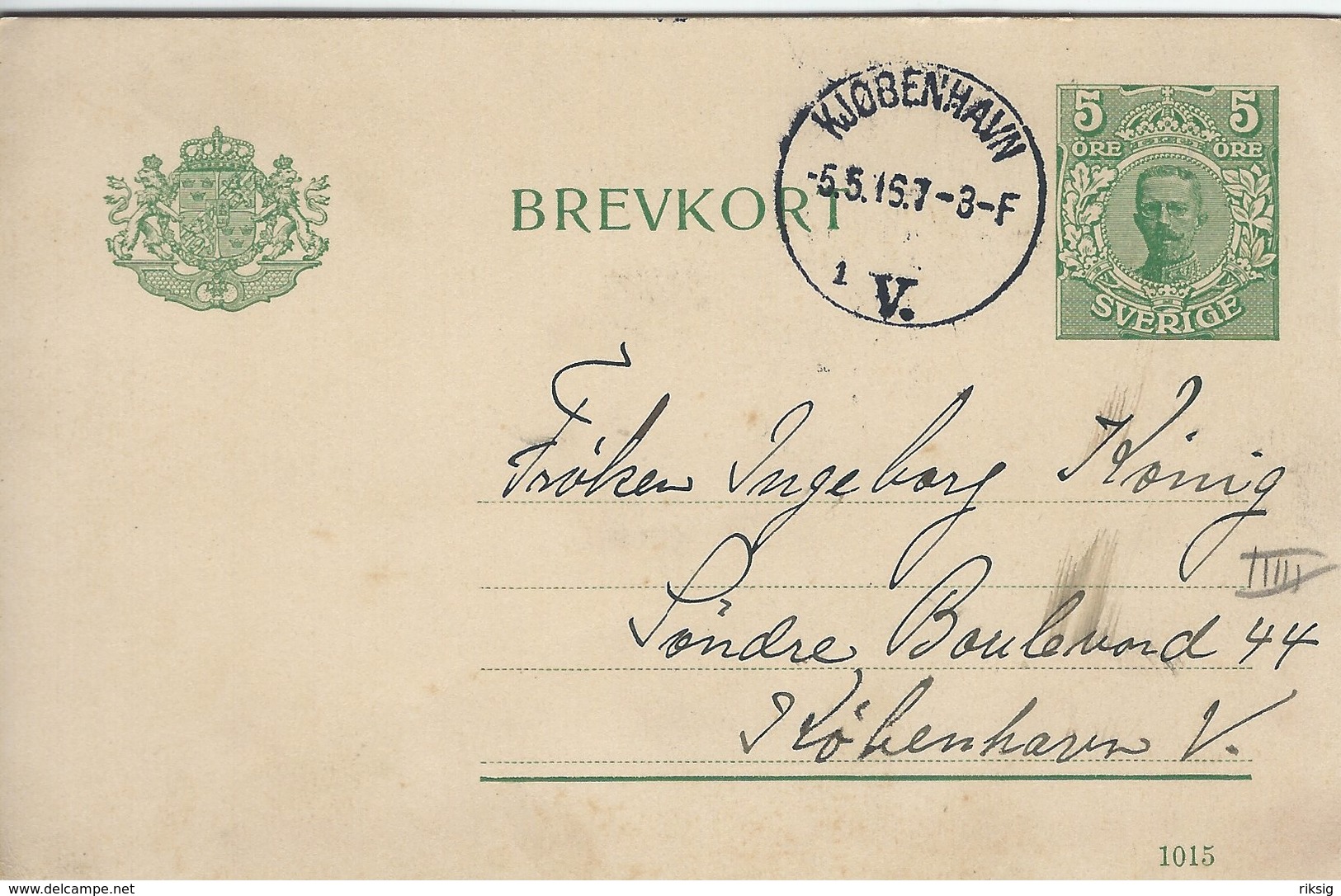 Sweden Brevkort  Stationery.  Used 1916. Sent To Denmark  Stamped In Copenhagen. S-4340 - Postal Stationery