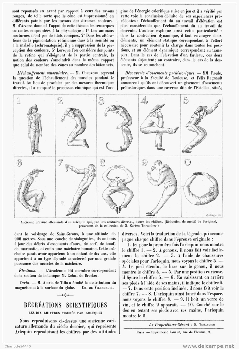 RECREATIONS SCIENTIFIQUES  ( LES DIX CHIFFRES FIGURES PAR ARLEQUIN )  1895 - Autres & Non Classés