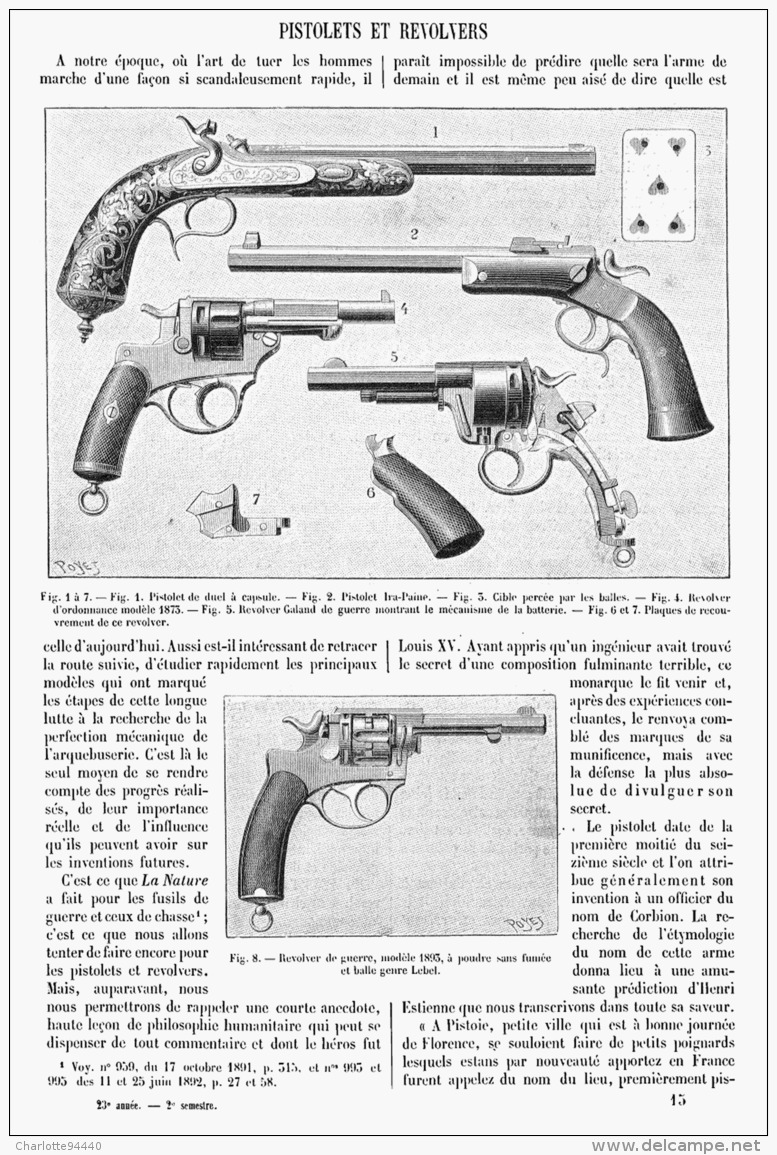 PISTOLETS Et REVOLVERS   1895 - Other & Unclassified