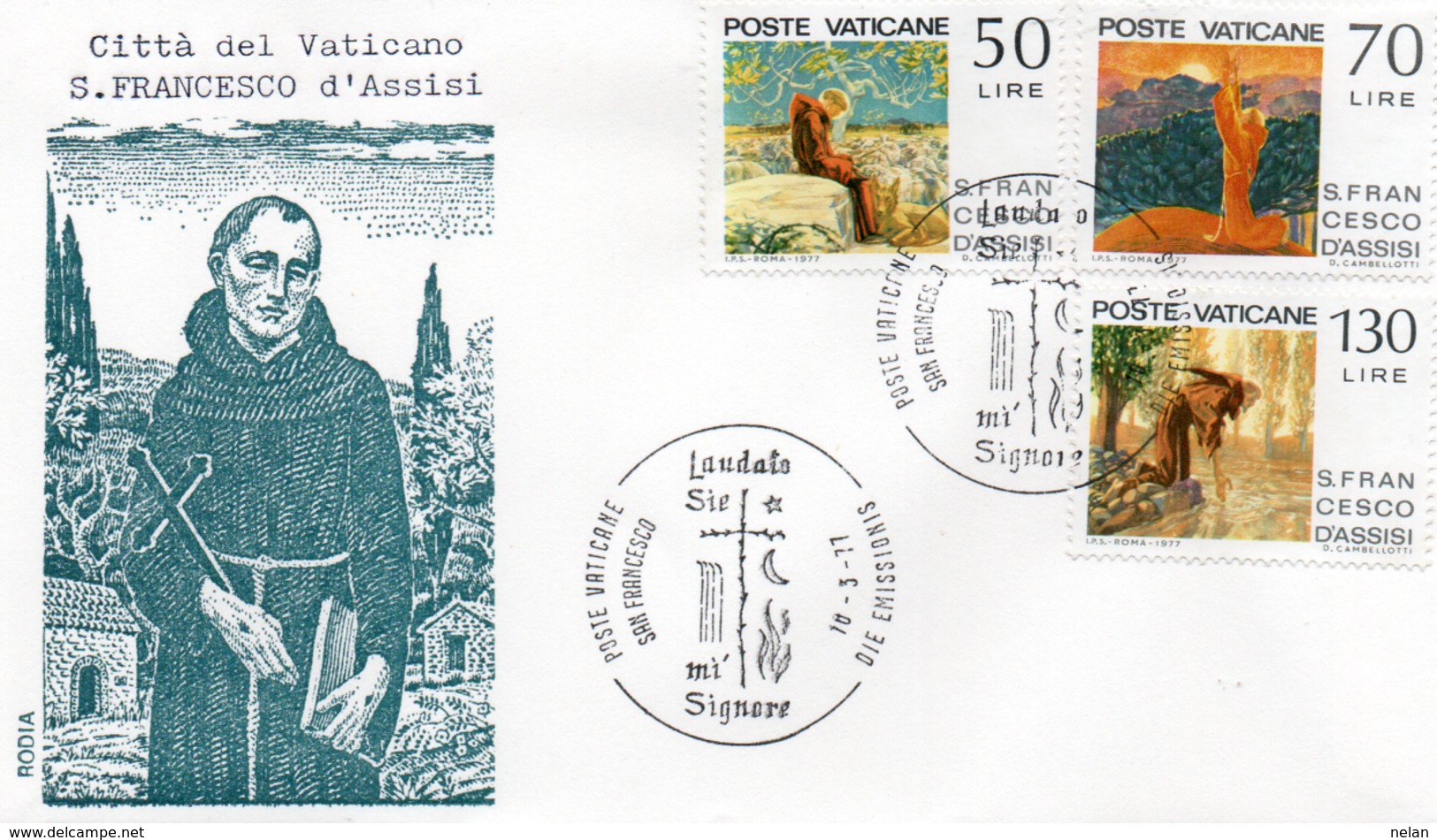 CITTA DEL VATICANO-BUSTA FILATELICA PRIMO GIORNO--S. FRANCESCO D ASSISI 1977-FDS - FDC