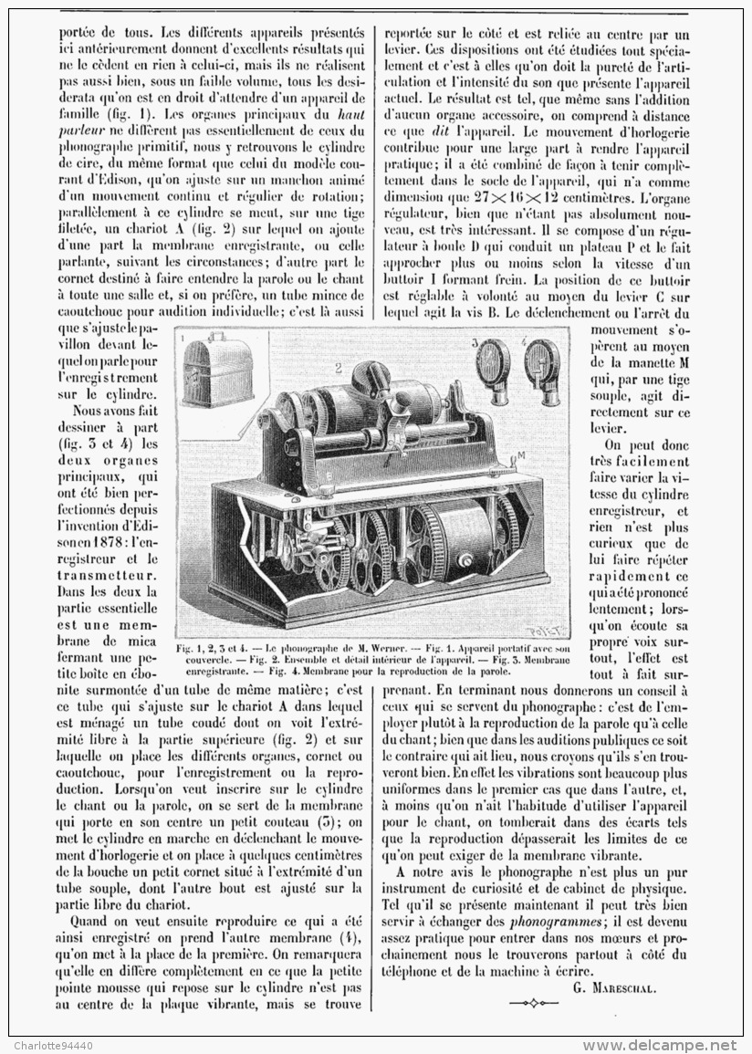 PHONOGRAPHE PORTATIF à MOUVEMENT D'HORLOGERIE    1895 - Autres & Non Classés