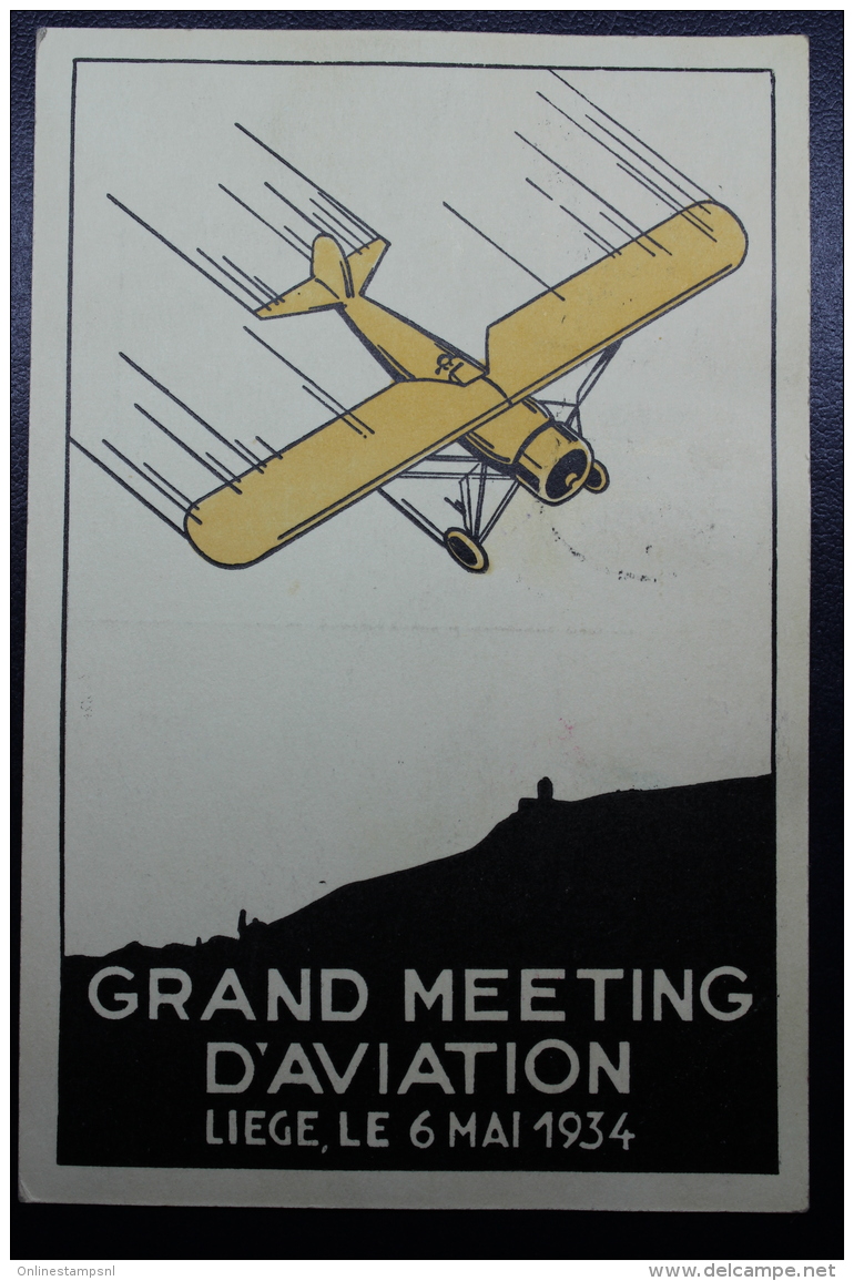 Belgium Airmail Card 1934 Liege Aviation Meeting  06-05-1934 - Andere & Zonder Classificatie