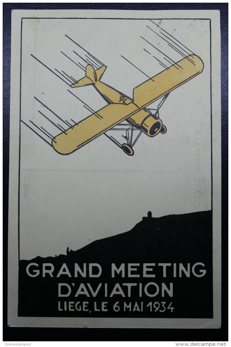 Belgium Airmail Card 1934 Liege Aviation Meeting  06-05-1934 - Otros & Sin Clasificación