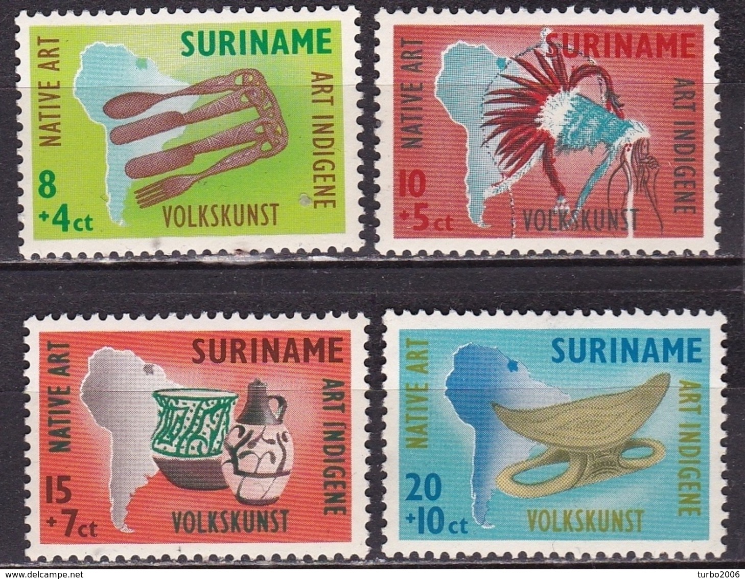 SURINAME 1960 Inheemse Volkskunst Complete Postfrisse Serie NVPH 336 / 339 - Suriname ... - 1975