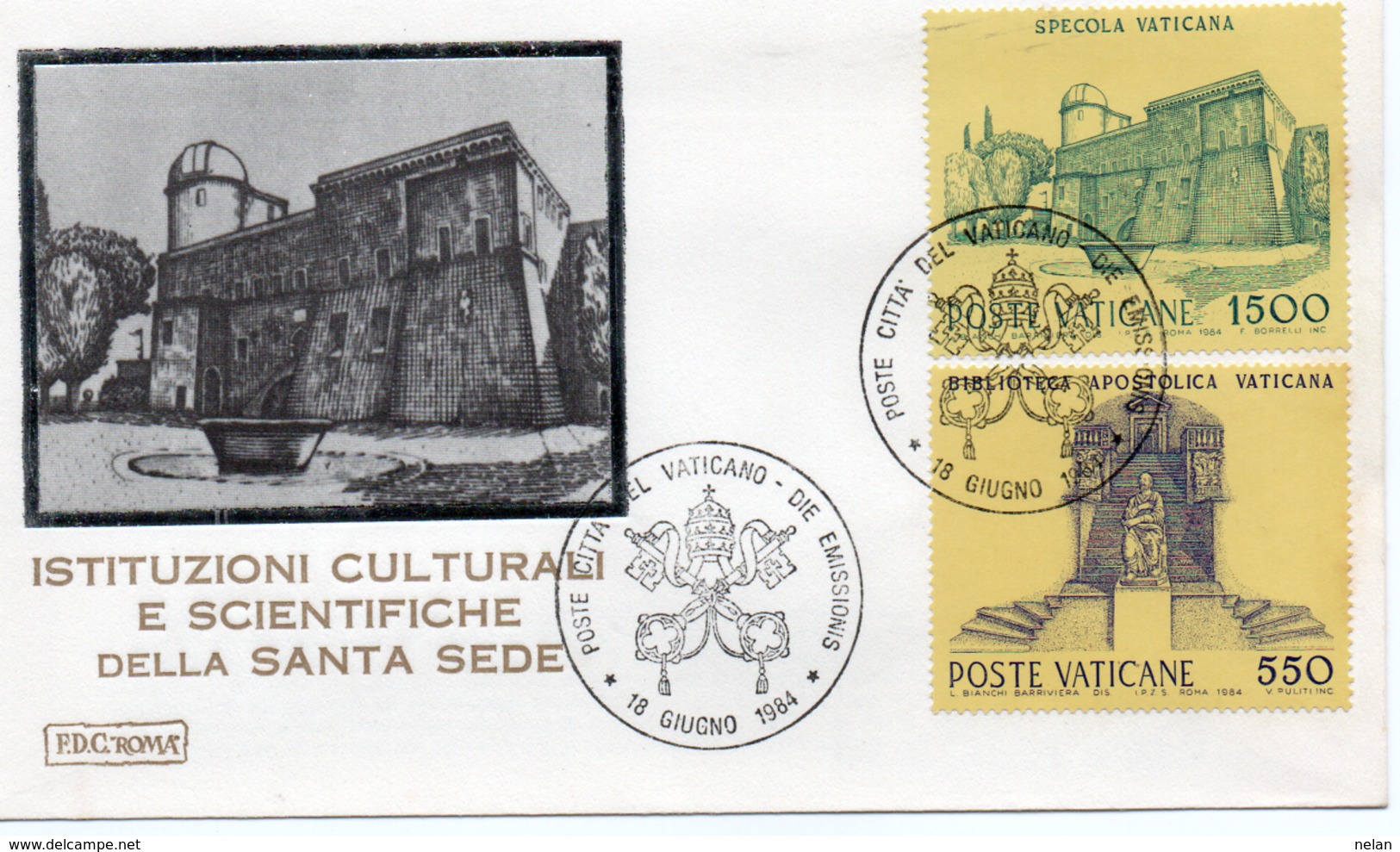 CITTA DEL VATICANO-BUSTA FILATELICA PRIMO GIORNO-ISTITUZIONI CULTURALI E SCIENTIFICHE DELLA SANTA SEDE-1984-FDS - FDC