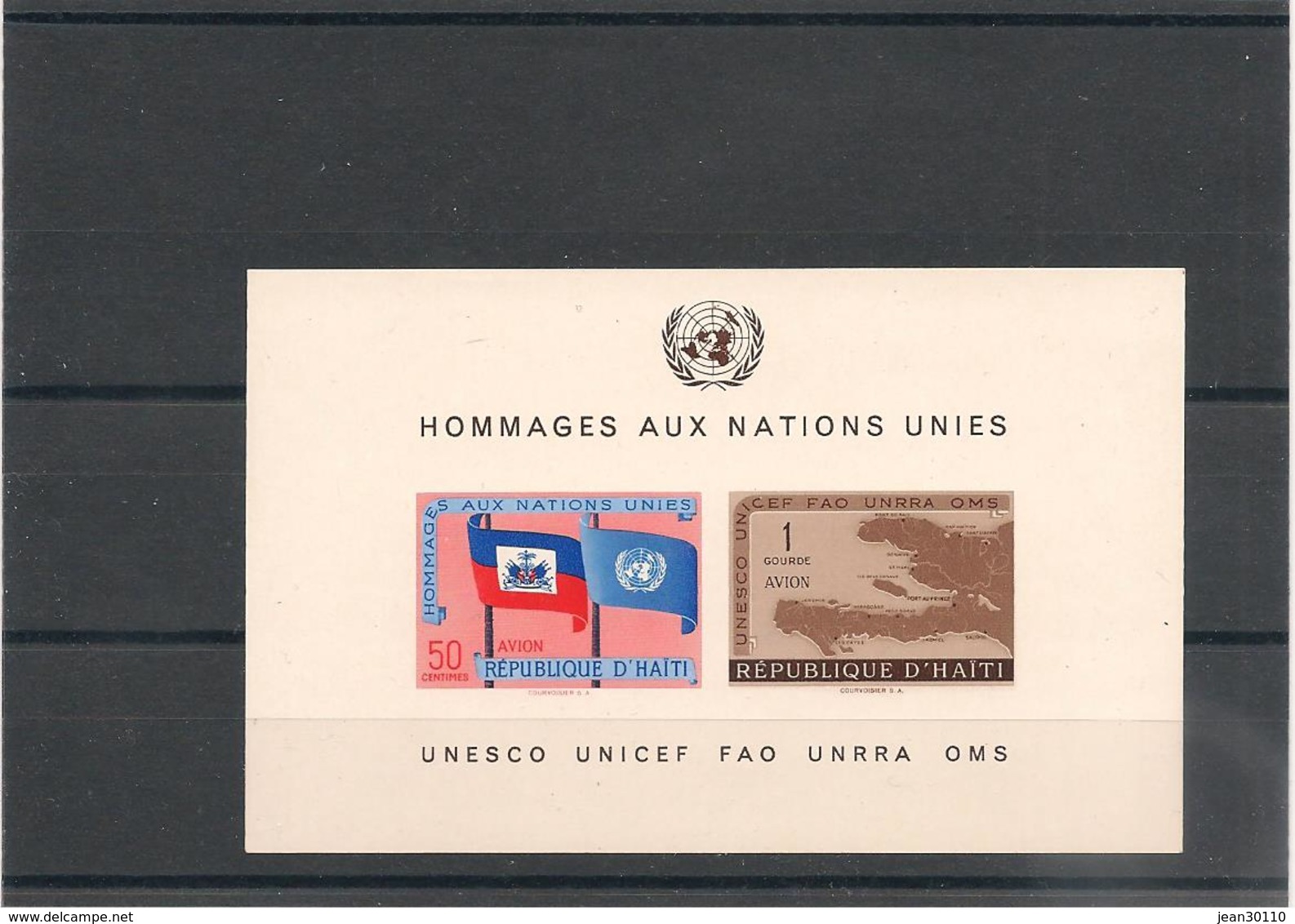 HAITI Année 1958 Hommage Aux Nations Unies Bloc  N°Y/T : 10** - Haiti