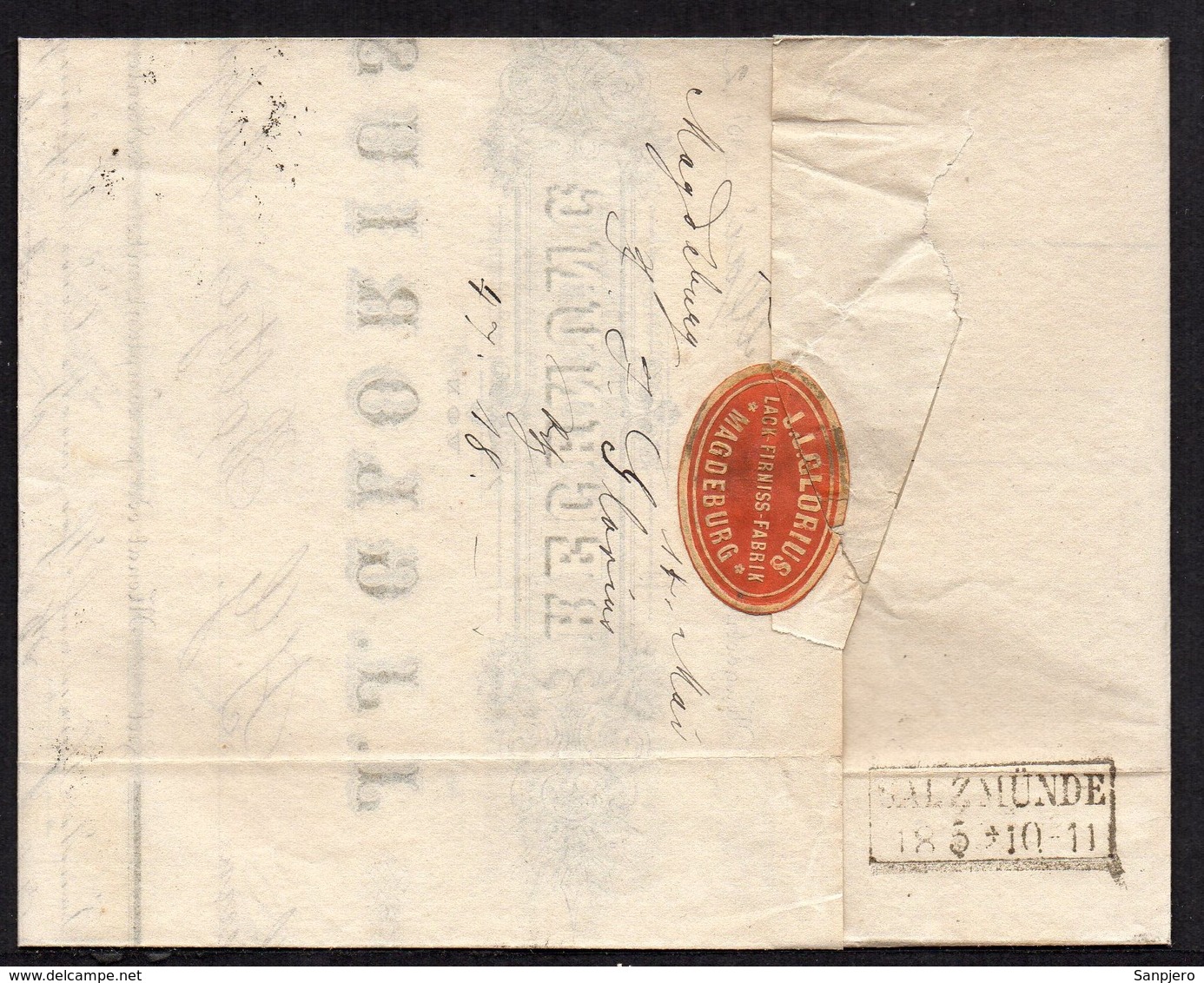 GERMANY EMPIRE 1872 NICE LETTER BRUSTSCHILDE 1GR MiNr. 4, MAGDEBURG TO SALZMÜNDE, SIEGELMARKE - Storia Postale